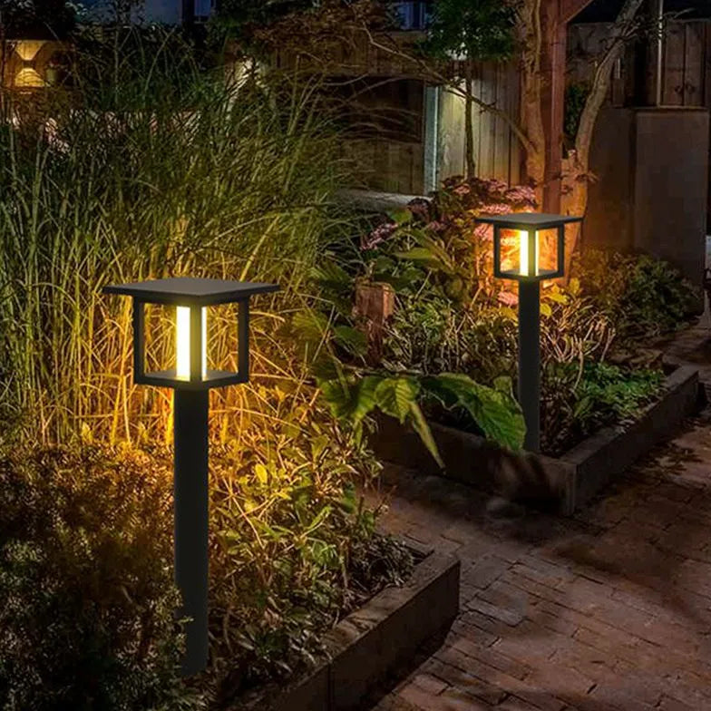 Square LED Lantern Outdoor Bollard Lights - Waterproof Solar Garden Lighting for Patio, Pathway, and Landscape Decoration