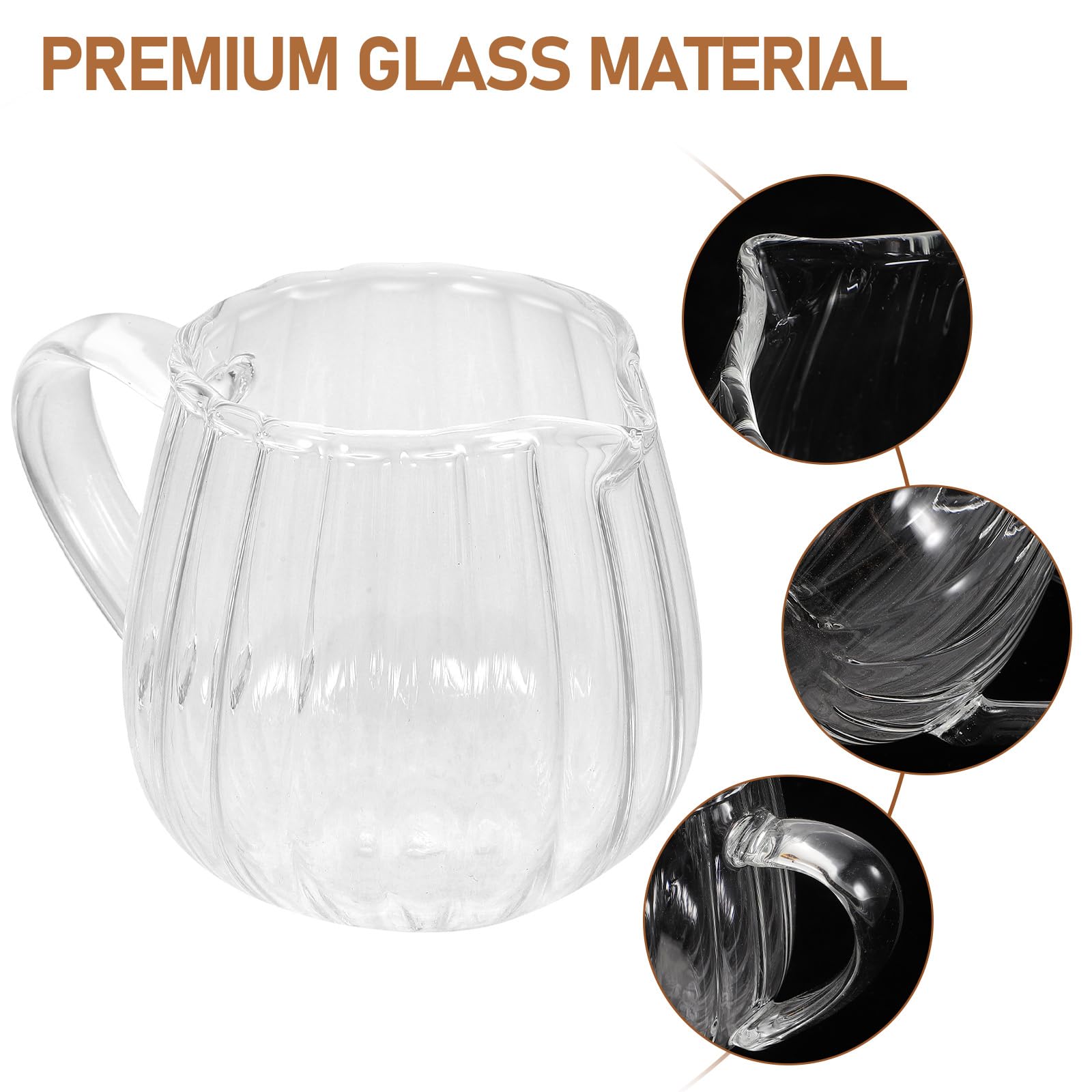Elegant Wave-Shaped Crystal Glass Creamer Pitcher with Handle - 155ml/5oz Kitchen Milk Jug for Coffee, Tea, Sauce & Cream Serving | Perfect for Breakfast, Afternoon Tea & Entertaining Guests