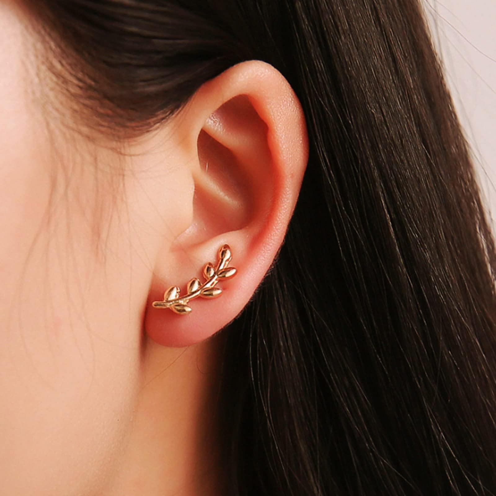 Boho Gold Leaf Ear Climber Earrings - Vintage Filigree Ear Crawler Jewelry for Women - Perfect for Parties, Weddings & Boho Fashion