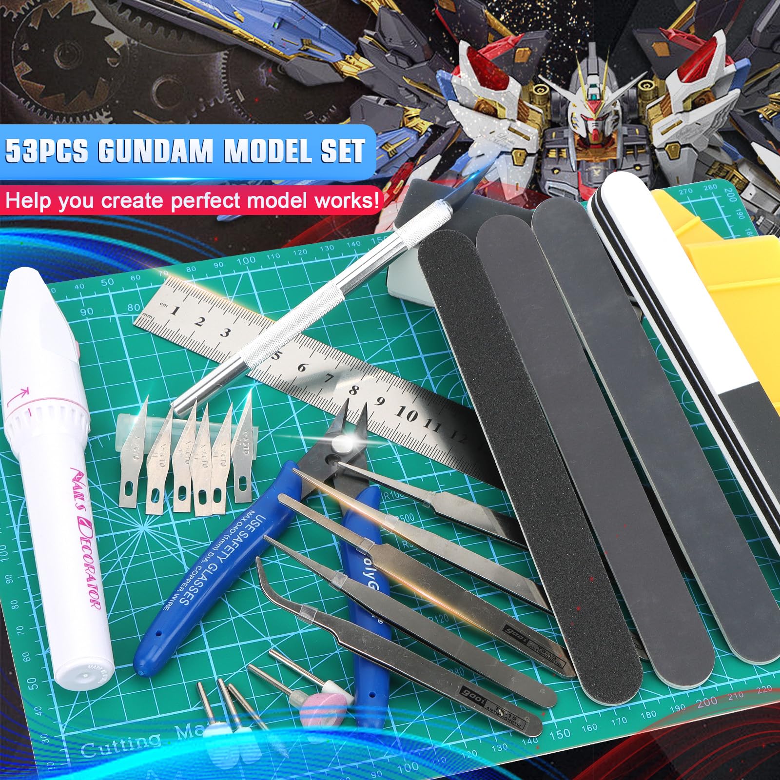 53 PCS Gundam Model Tools Kit - Professional Hobby Building Set for Repair & Crafting | Perfect for Modelers & DIY Enthusiasts