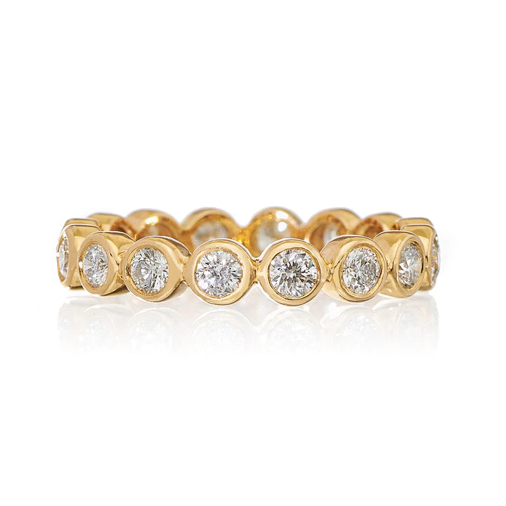 Modern Bezel Diamond Band Ring for Women - Elegant Stackable Wedding Band, Anniversary Gift, Everyday Jewelry for Special Occasions