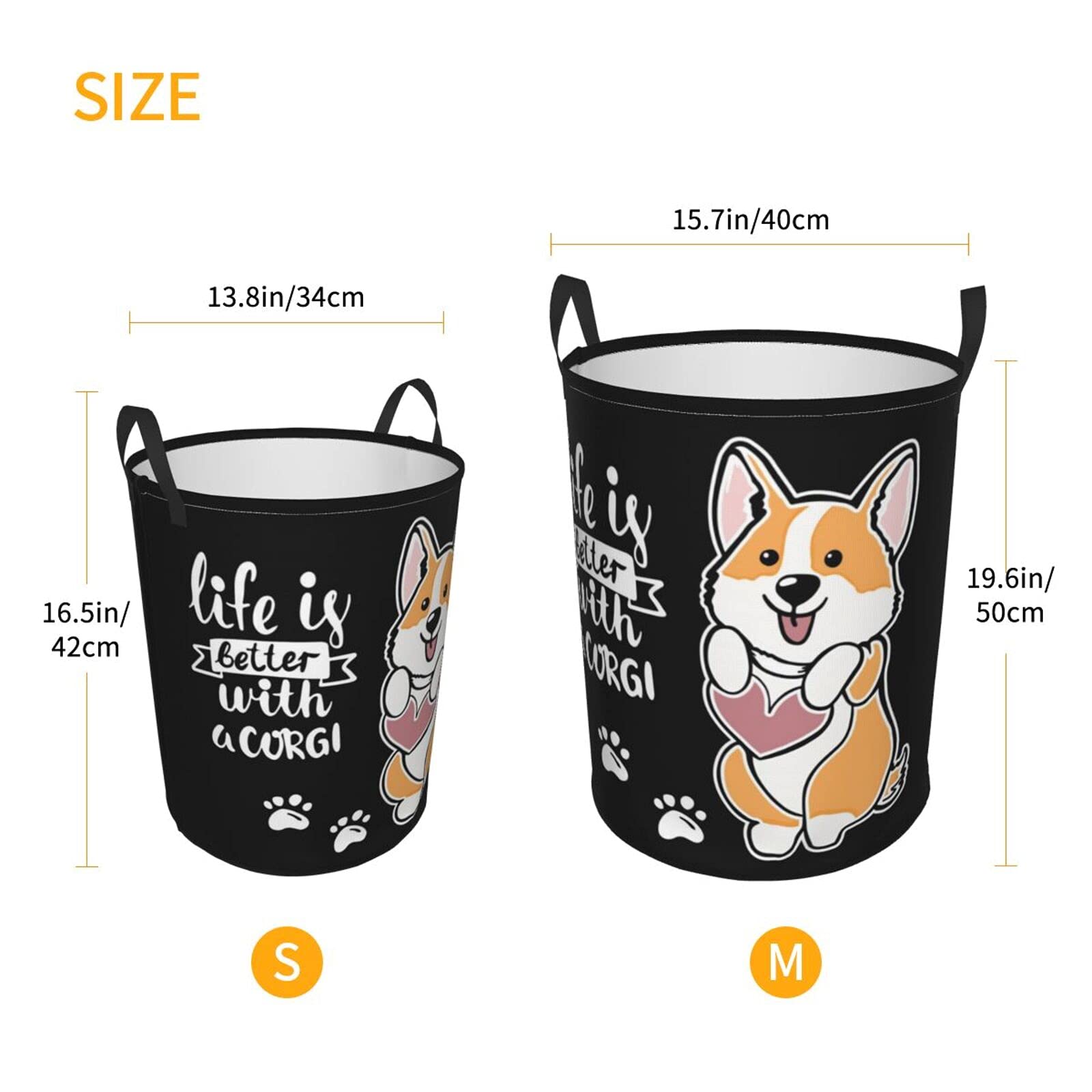 Premium Corgi Dog Collapsible Laundry Basket with Handle - Waterproof Fabric Hamper for Clothes, Toys & Storage - Foldable Organizer Bin for Bathroom, Bedroom & Nursery - Large Capacity Dirty Clothes Basket (Ideal for Pet Lovers & Home Organization)