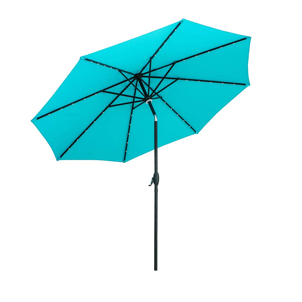 Ainfox 10ft Solar Patio Umbrella with LED Lights - Heavy Duty Steel Frame, Waterproof Sun Shade for Outdoor Garden, Deck, Poolside - Perfect for Backyard, Patio, Restaurant & Beach Use