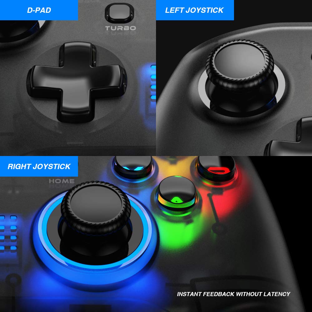 GameSir T4w Wired PC Game Controller for Windows 7/8/10 - LED Backlit Semi-Transparent Design with USB Cable | Perfect for Gaming on Windows PC, Steam, and Online Multiplayer Games