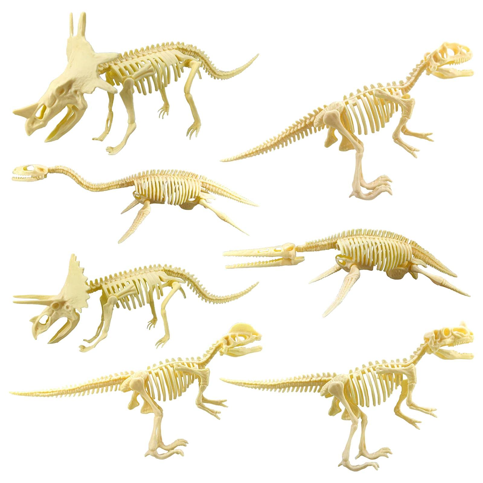 7-Piece Dinosaur Skeleton Toy Set - Realistic Dino Bones Figures for Kids - STEM Educational Paleontology Toys for Classroom & Birthday Gifts