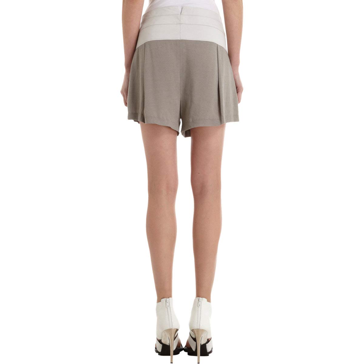 Helmut Lang Triton Pleated Shorts for Women - Size 0 (Runs Large) | High Waisted Linen Blend Summer Shorts for Casual Wear & Beach Vacations