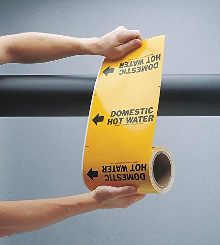 Brady 15567 Steam Pipe Marker - Yellow Industrial Label for High-Temperature Piping Systems | Perfect for Power Plants, Factories & HVAC Applications