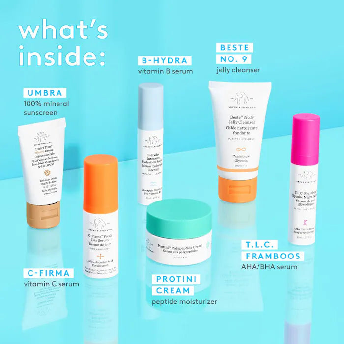 Drunk Elephant The Littles Travel Set - Skincare Cleanser & Moisturizer for On-the-Go Hydration | Perfect for Travel, Gym & Overnight Stays