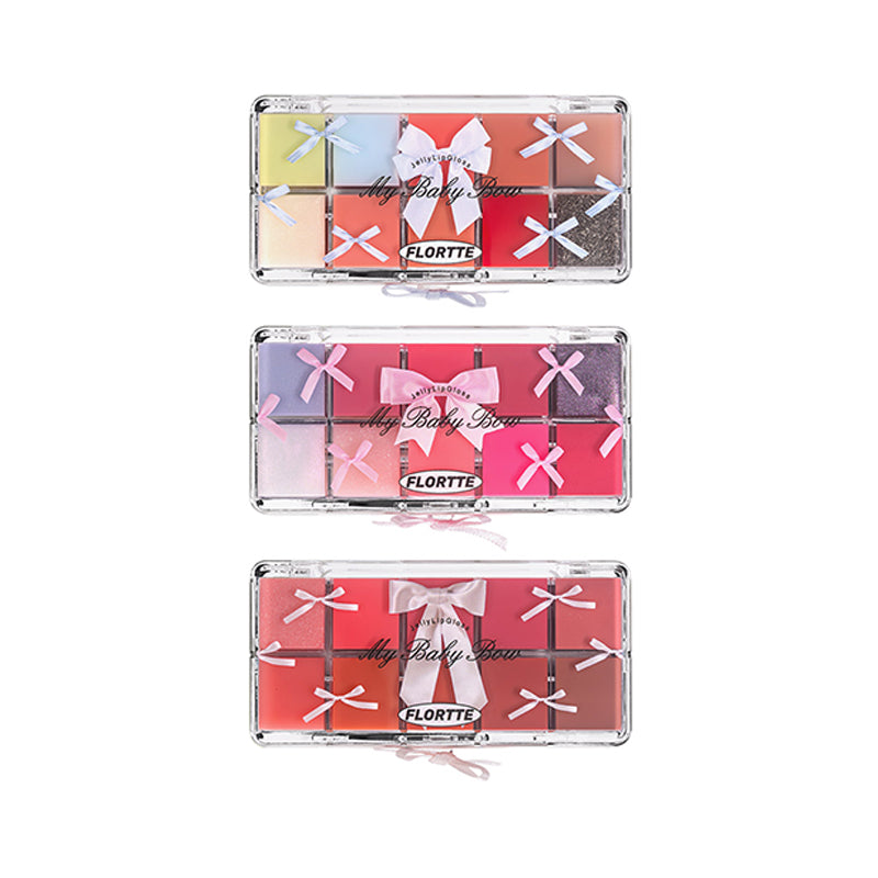 FLORTTE Princess Heart Series 10-Color Lip Tint Palette - Long Lasting Moisturizing Lip Gloss Set for Daily Makeup, Party & Date Night