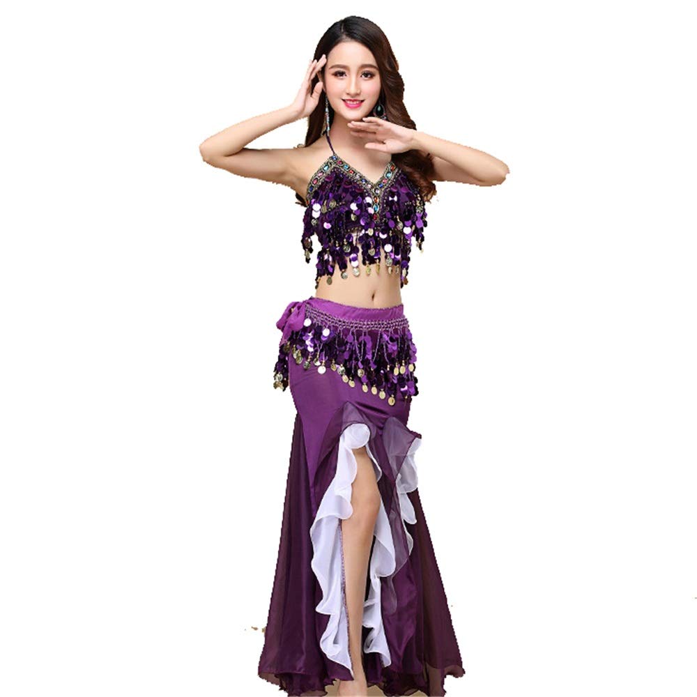Monkibag Women's Chiffon Belly Dance Dress - Indian & Latin Performance Costume for Professional Dancers | Perfect for Stage Shows, Competitions & Cultural Events