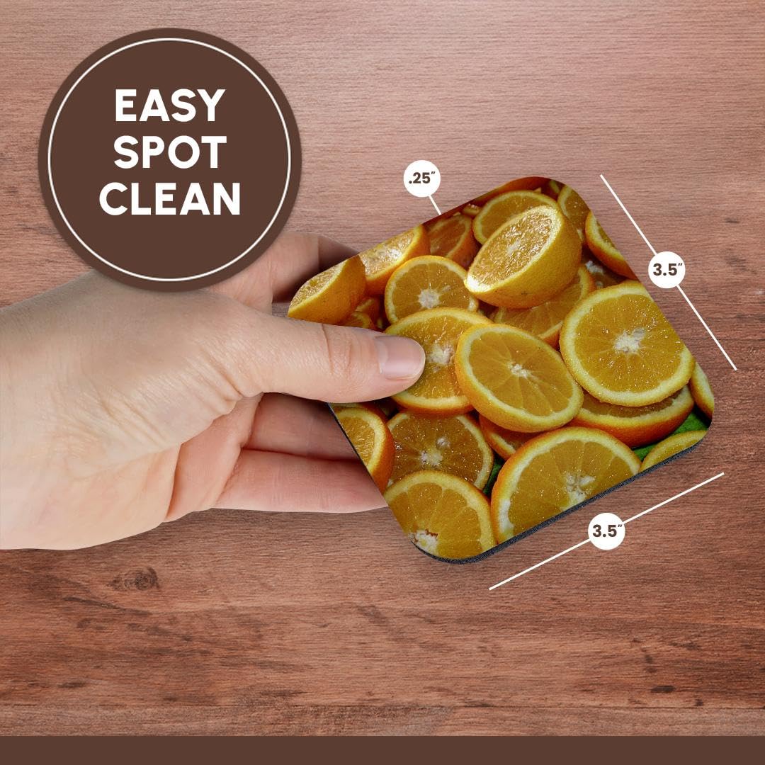 3D Printed Orange Slice Coasters Set of 8 - Non-Slip Citrus Fruit Drink Coasters for Kitchen, Dining Table & Bar - Cute Food-Themed Home Decor & Functional Kitchen Accessories