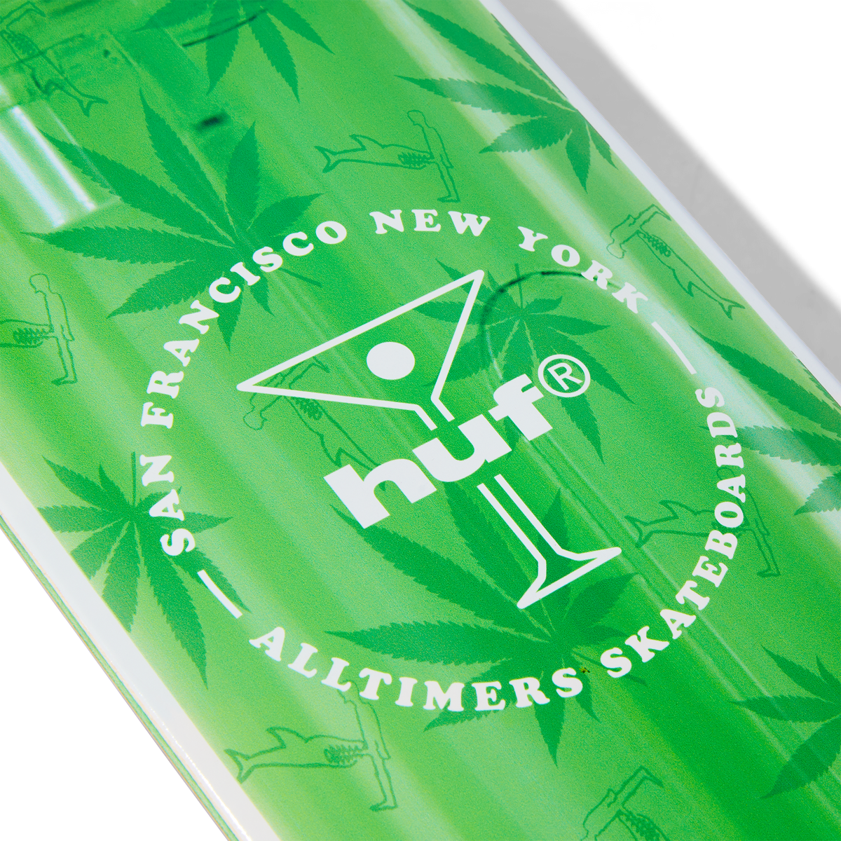 HUF x Alltimers Bodega Skateboard Deck - Green | Professional Skateboard for Street & Park Riding | Perfect for Skaters & Collectors