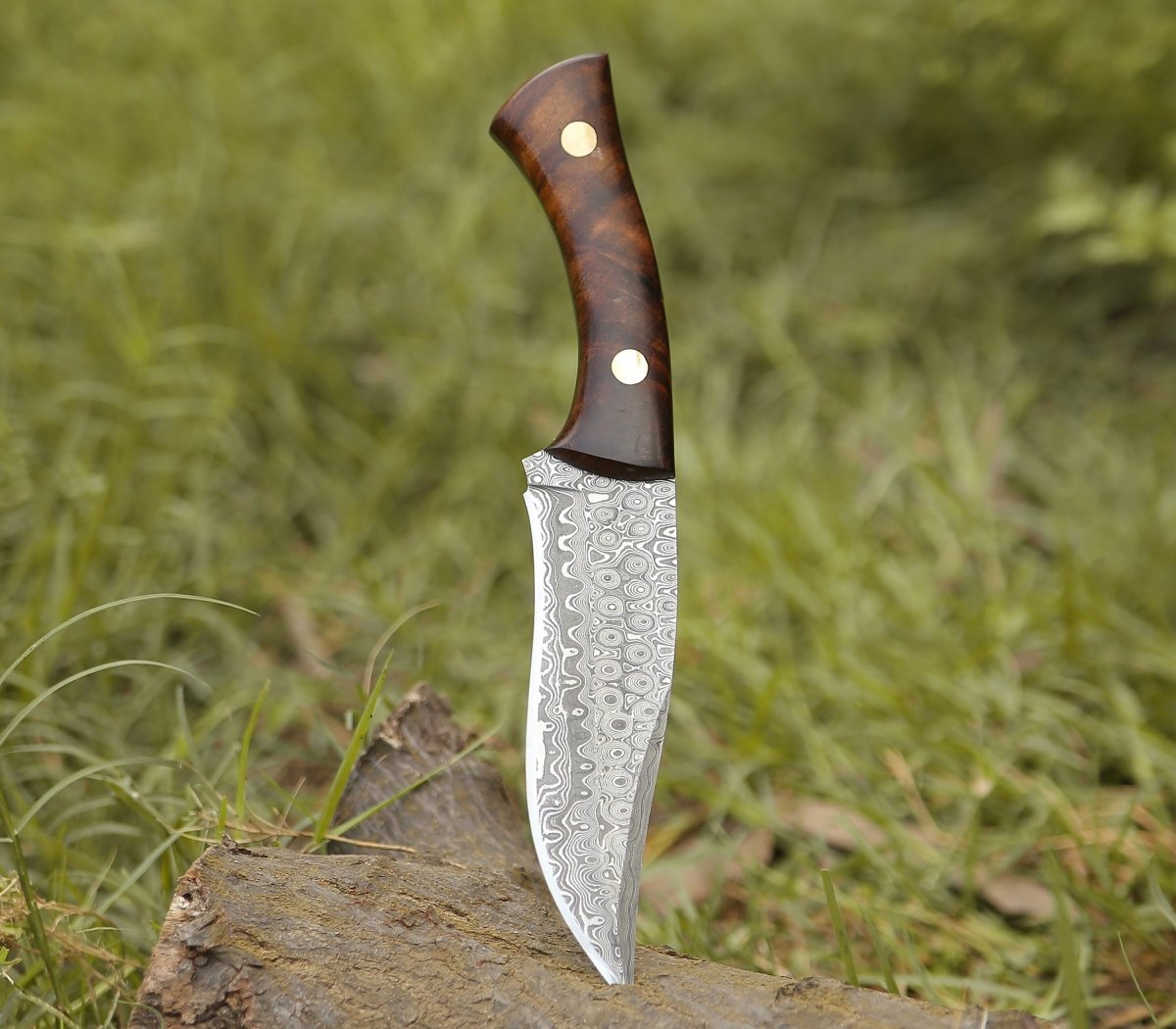 Premium Damascus Steel Hunting Knife - Fixed Blade with Exotic Rosewood Handle - Ideal for Outdoor Camping, Bushcraft & Survival Adventures
