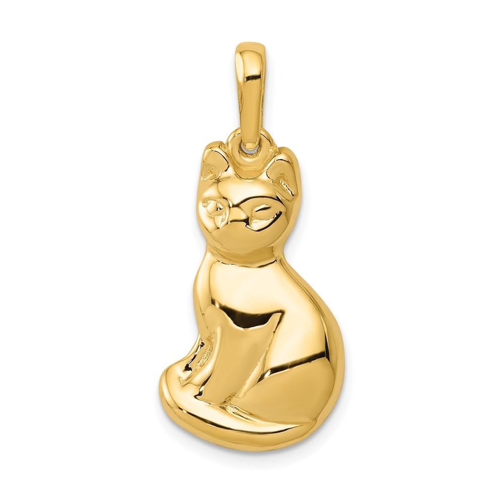 14K Yellow Gold Cat Charm Necklace - Dainty Cat Pendant Jewelry for Women, Perfect Gift for Cat Lovers - Ideal for Everyday Wear, Date Nights & Special Occasions