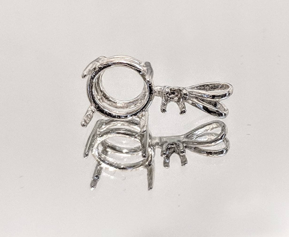 4mm & 9mm Round Wire Pendant Setting in Solid Sterling Silver or 14K White/Yellow Gold with Accent - Handcrafted in USA | Perfect for Necklace Charms, Jewelry Making & DIY Gifts