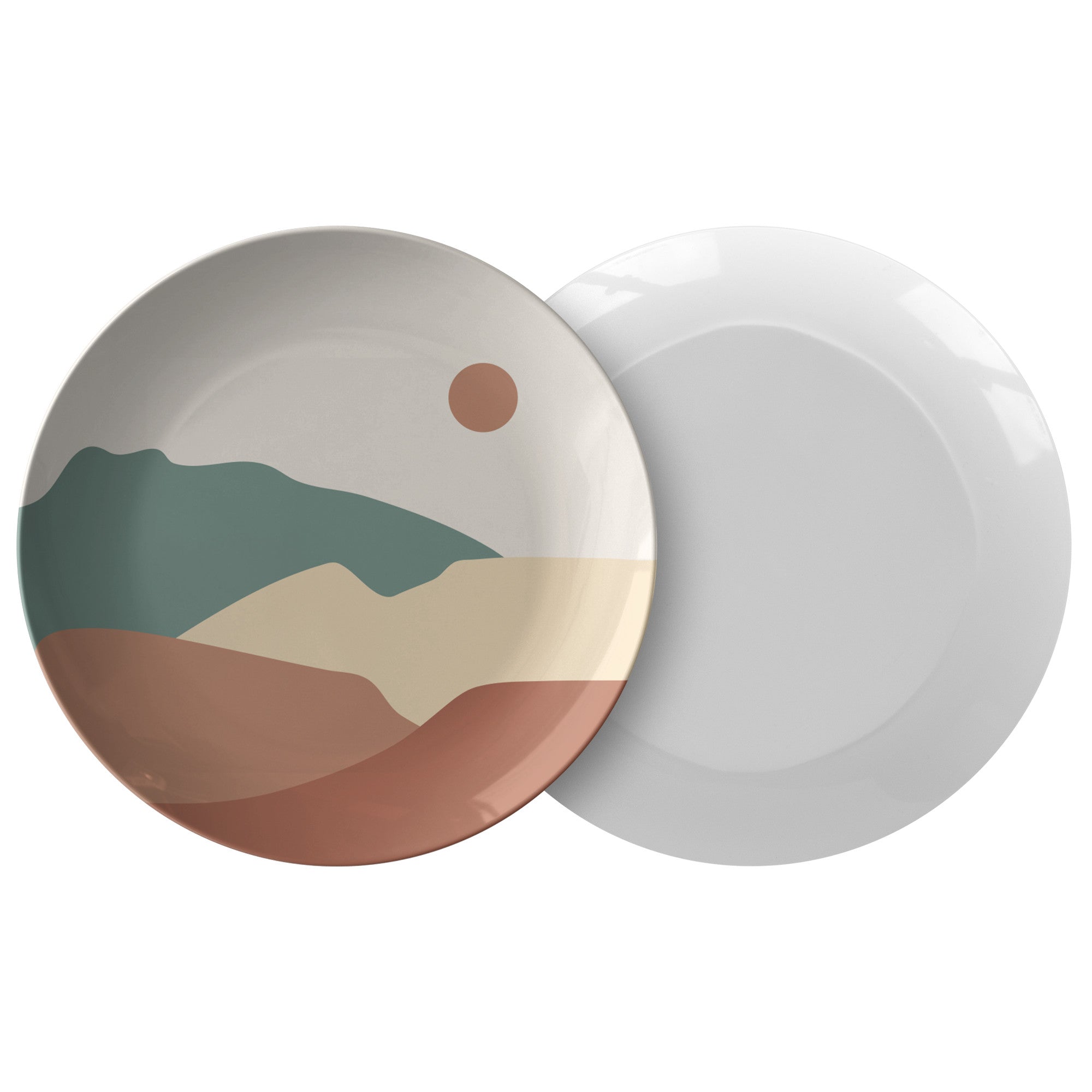 Stylish Modern Full Moon Desert Plastic Dinner Plates - Set of 4, Durable Melamine Dishes for Indoor/Outdoor Dining, Picnics & Party Decor