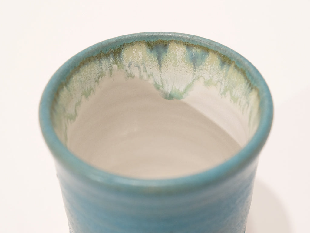 Handcrafted Turquoise Blue Yunomi Tea Cup by Masafumi Kawamatsu - Authentic Japanese Ceramic Cup for Matcha, Green Tea & Daily Use - Perfect Gift for Tea Lovers & Zen Home Decor