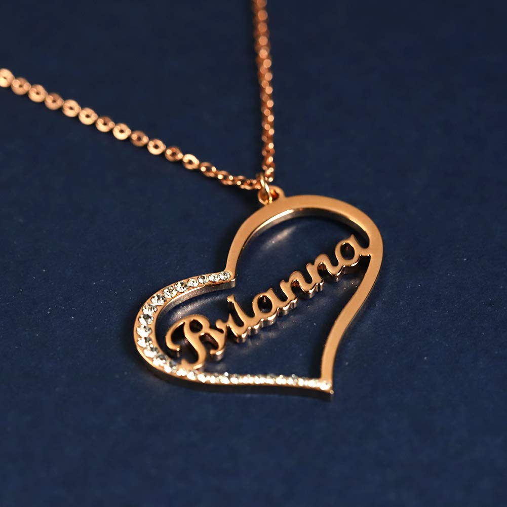 Personalized Heart Name Necklace for Women - Custom Stainless Steel Zircon Nameplate Jewelry - Perfect Gift for Birthday, Anniversary & Valentine's Day