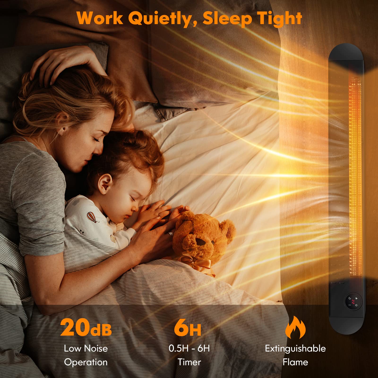 Tangkula 1400W Electric Baseboard Heater with Remote Control - 6 Adjustable 3D Flame Effects, Built-in Thermostat & Timer - Overheat & Waterproof Protection (IPX4) - Perfect for Bedroom, Living Room & Office Heating