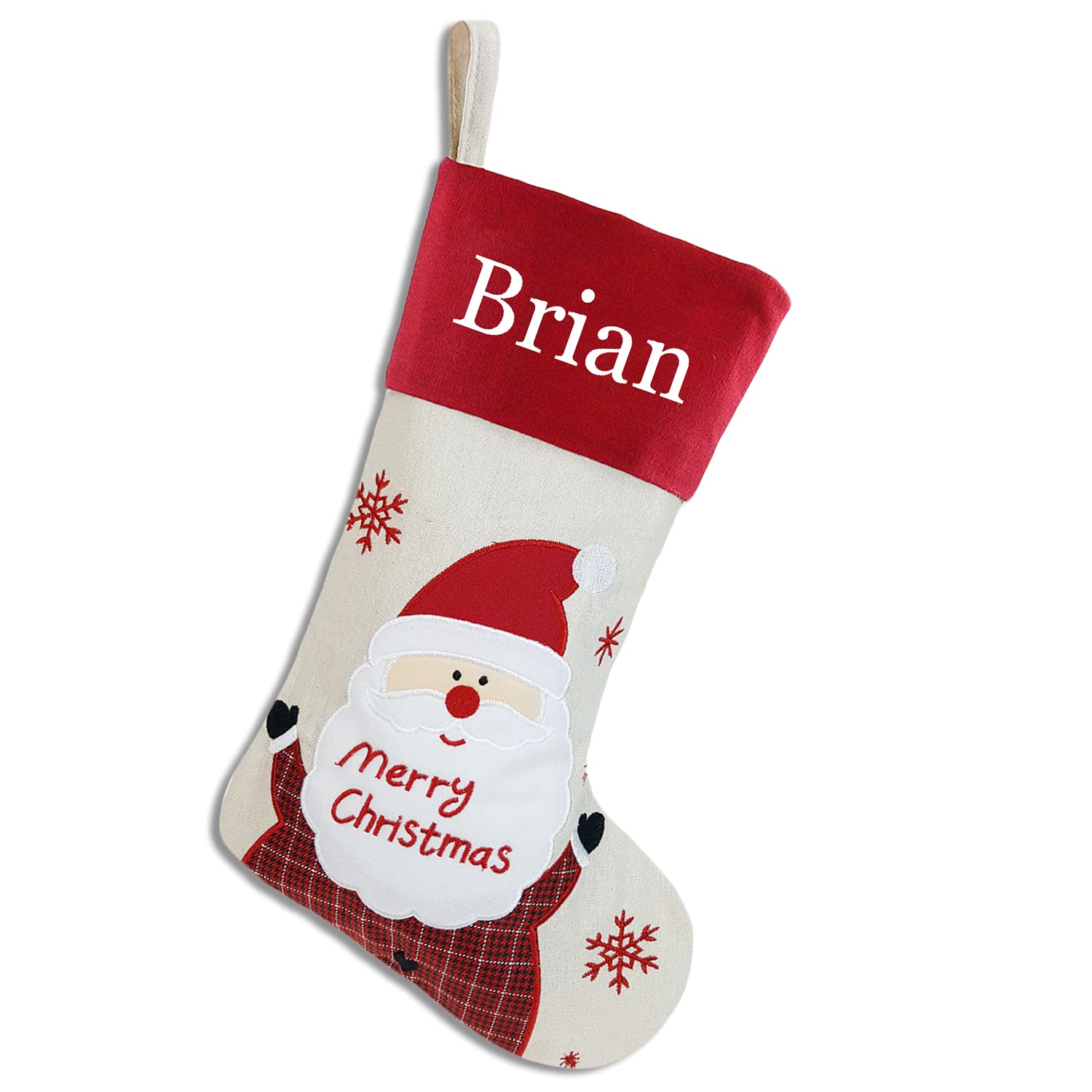 Personalized Christmas Stockings with Embroidered Names - Custom Holiday Gift Bags & Stocking Holders (Santa Claus Design) - Perfect for Family Gifts, Fireplace Decor & Christmas Tree Ornaments