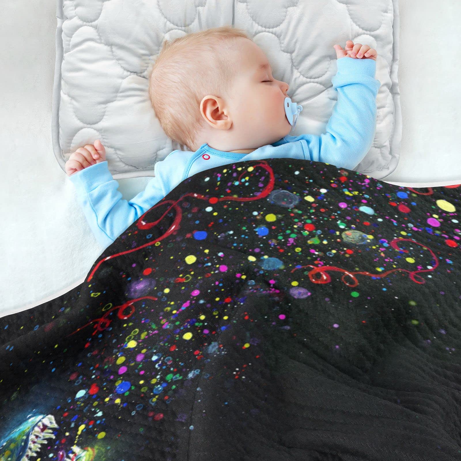 Dinosaur Baby Blankets for Boys & Girls - Soft Cotton Quilted Crib Blanket by Bedsure | Perfect for Stroller, Crib, Travel & Newborn Gifts | Cozy Nursery, Playtime & Outdoor Adventures