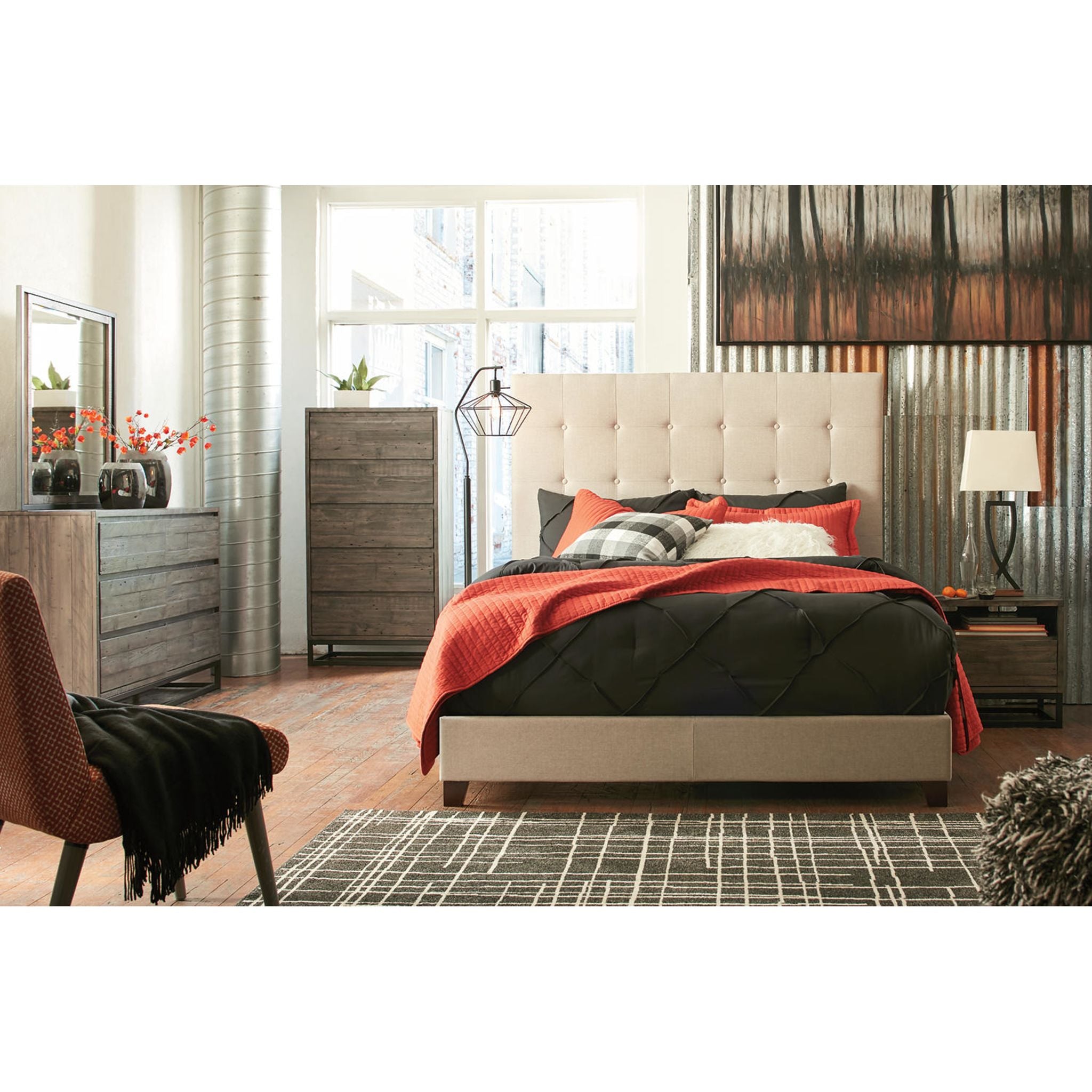 Dolante Upholstered Bed Frame - Queen Size Beige Fabric Headboard Platform Bed with Wooden Slats - Perfect for Master Bedroom, Guest Room & Modern Home Decor