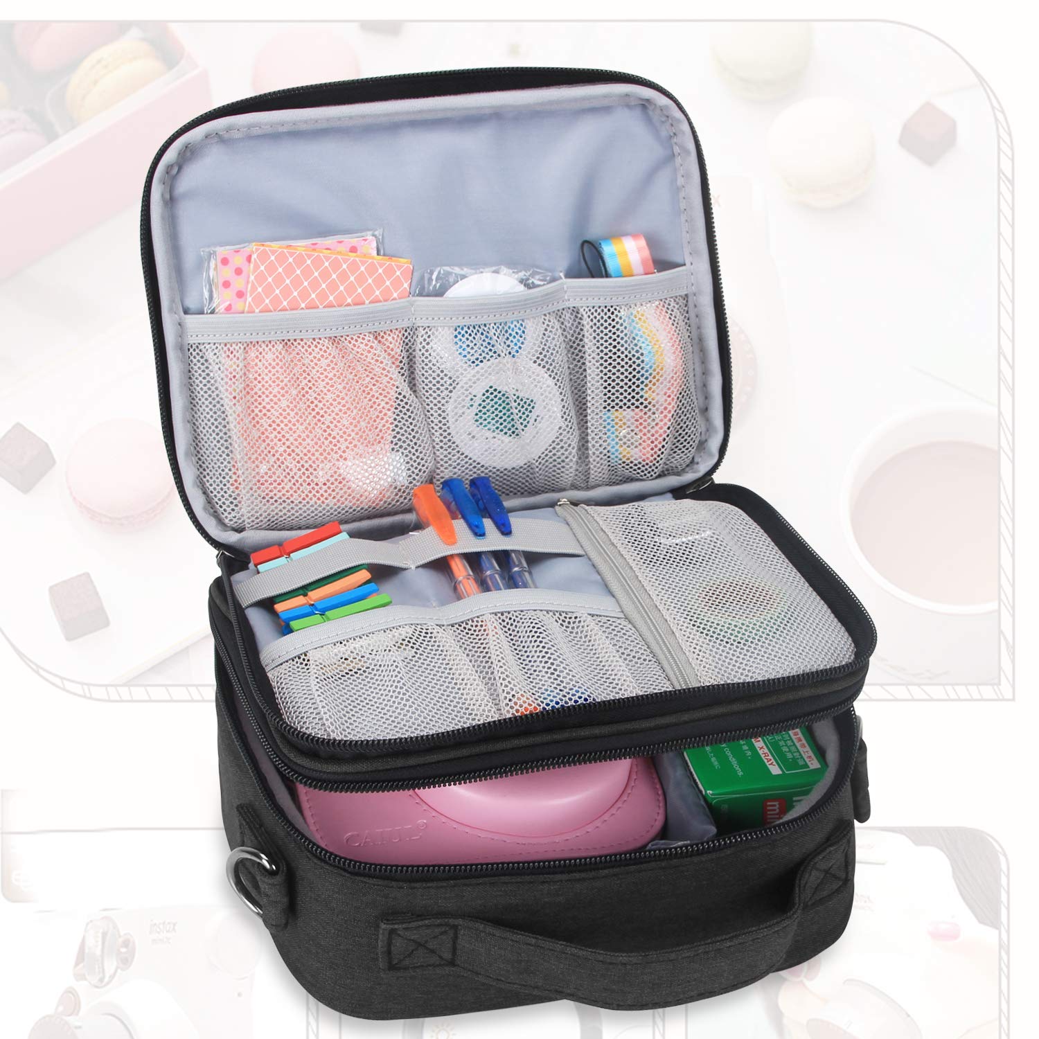 Teamoy Mini 9/10/11/12 Instant Camera Case - Portable Waterproof Protective Bag for Fujifilm Instax Mini Cameras & Accessories | Perfect for Travel, Parties & Photo Walks (Black)
