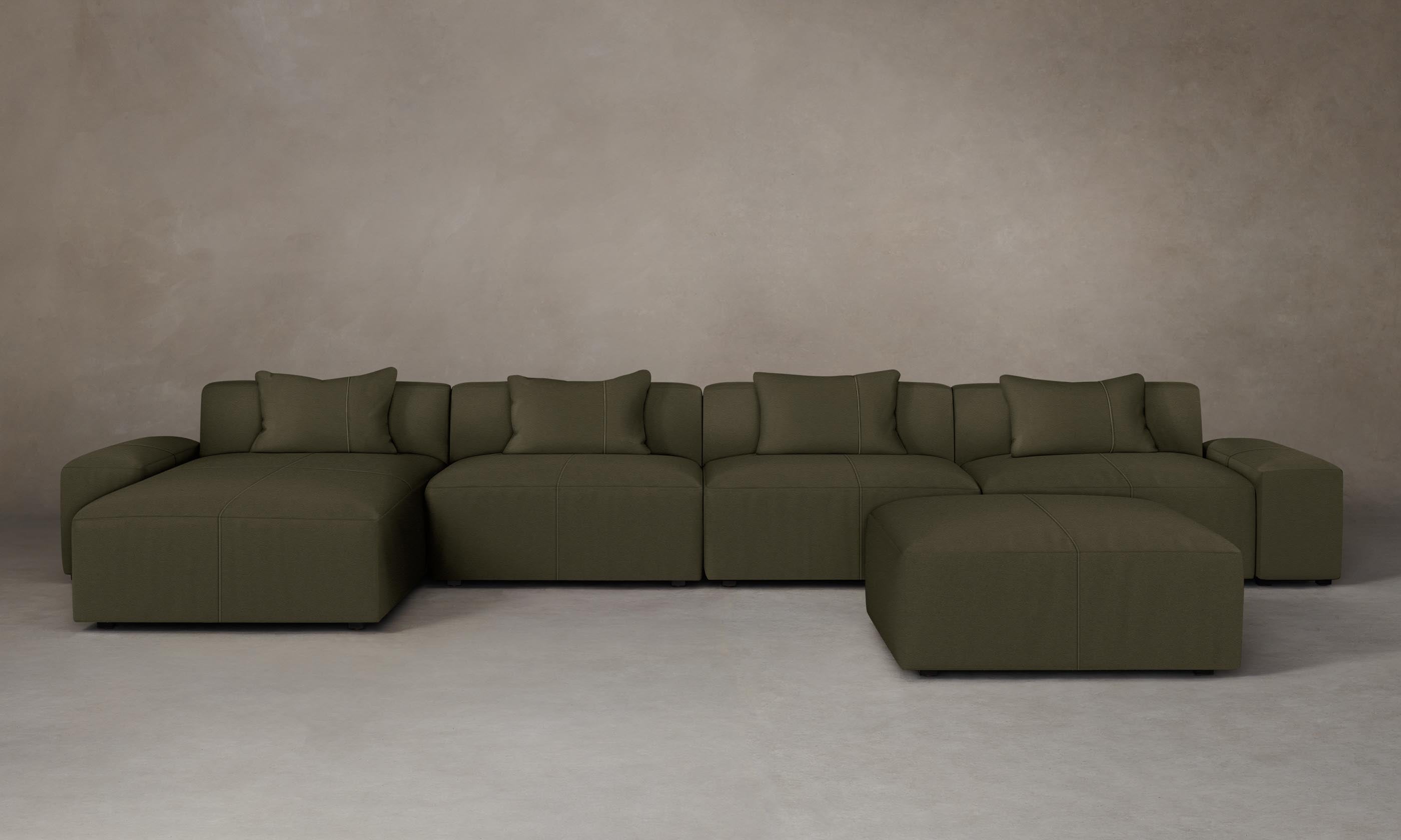Breuer Modular Sectional Sofa - Genuine Pebbled Leather in Truffle Brown - Perfect for Living Room, Lounge & Home Theater