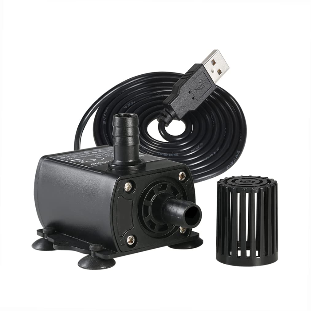 Ultra Quiet Mini USB DC5V Water Pump - Brushless Submersible 4.8W 300L/H 300cm Lift - Ideal for Aquariums, Fountains & Hydroponics
