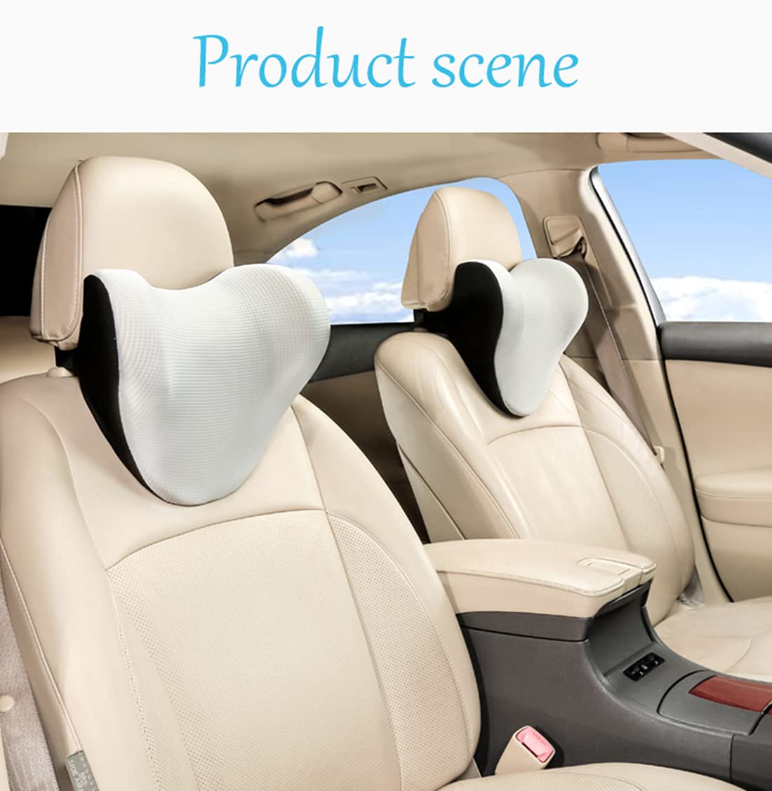 YUNNUO Adjustable Car Seat Neck Pillow - Memory Foam Support with Breathable Ice Silk Cover for Driving Comfort (Gray) | Perfect for Long Road Trips & Commuting