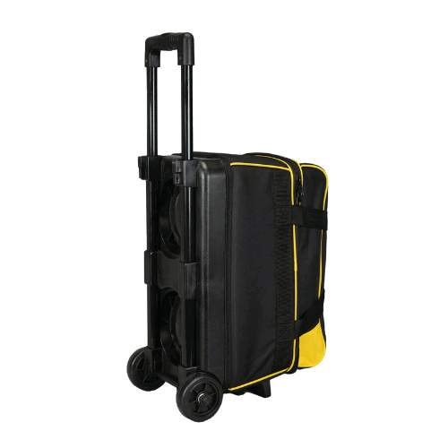 ELITE Basic Double Roller Black/Yellow Bowling Bag - Durable Travel Bowling Case for League & Tournament Players - Perfect for Bowling Alley, Sports Gym & Travel