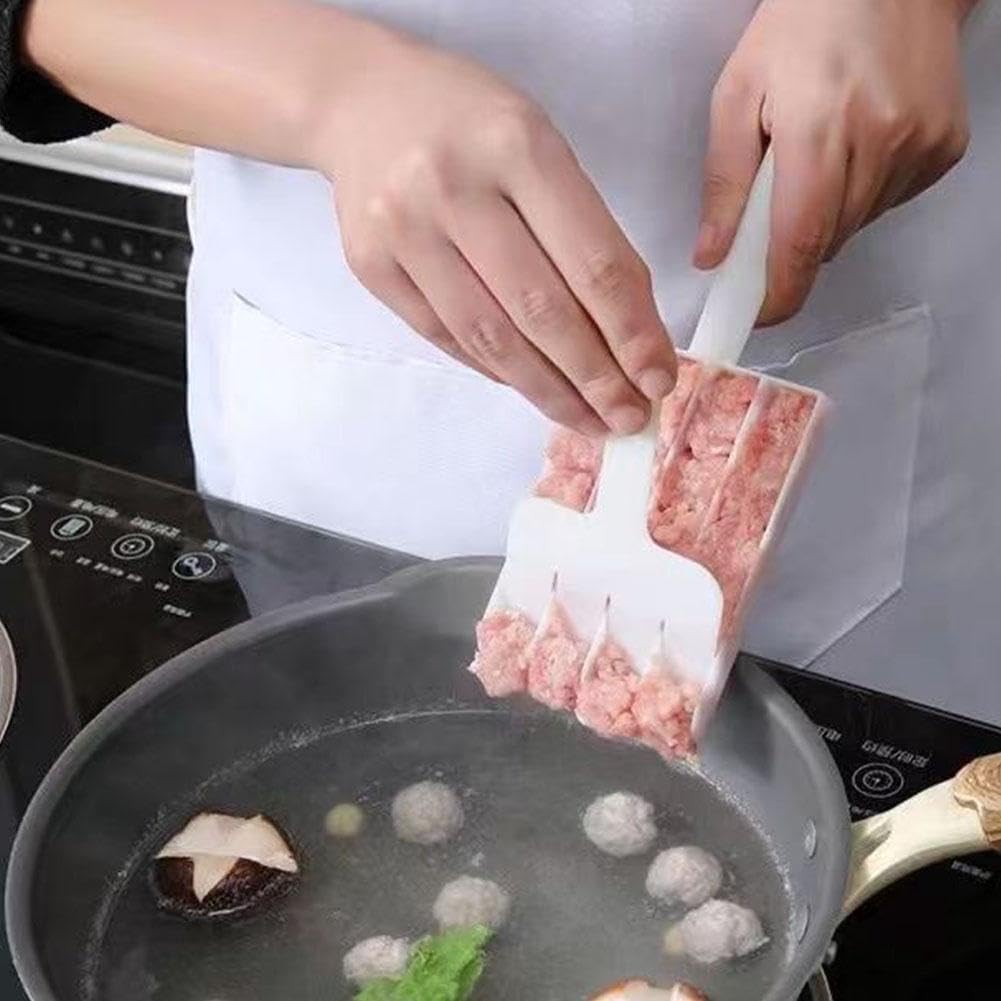 White Creative Kitchen Triple Meatball Maker - Non-Stick Meatball Scoop with Cutting Spade & Melon Baller | Perfect for Making Meatballs, Cookie Dough Balls & Fruit Scooping | Ideal for Home Cooking, Meal Prep & Party Food Preparation
