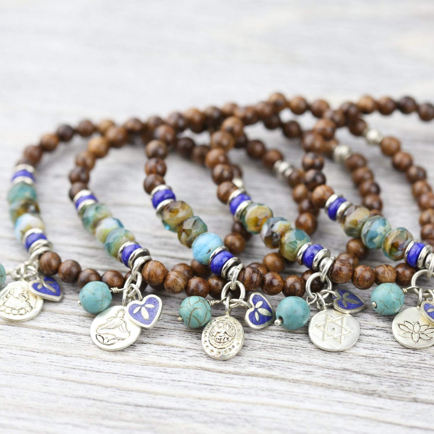 Natural Wood Healing Charm Bracelet for Women - Handmade Boho Spiritual Jewelry for Positive Energy & Protection - Perfect for Meditation, Yoga & Everyday Wear