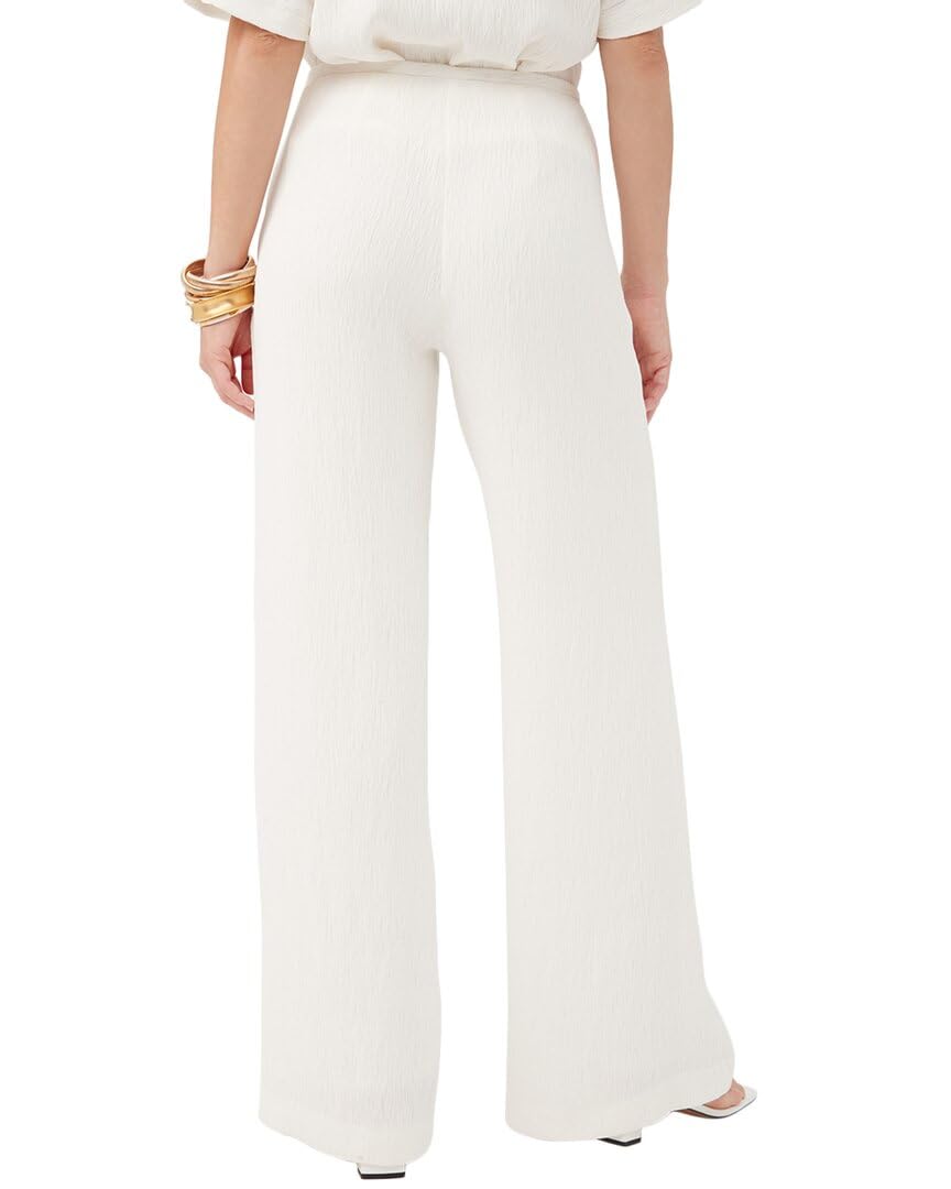 Trina Turk Women's Plisse Wide Leg Pants - High Waisted Comfortable Palazzo Trousers for Work, Travel & Casual Wear
