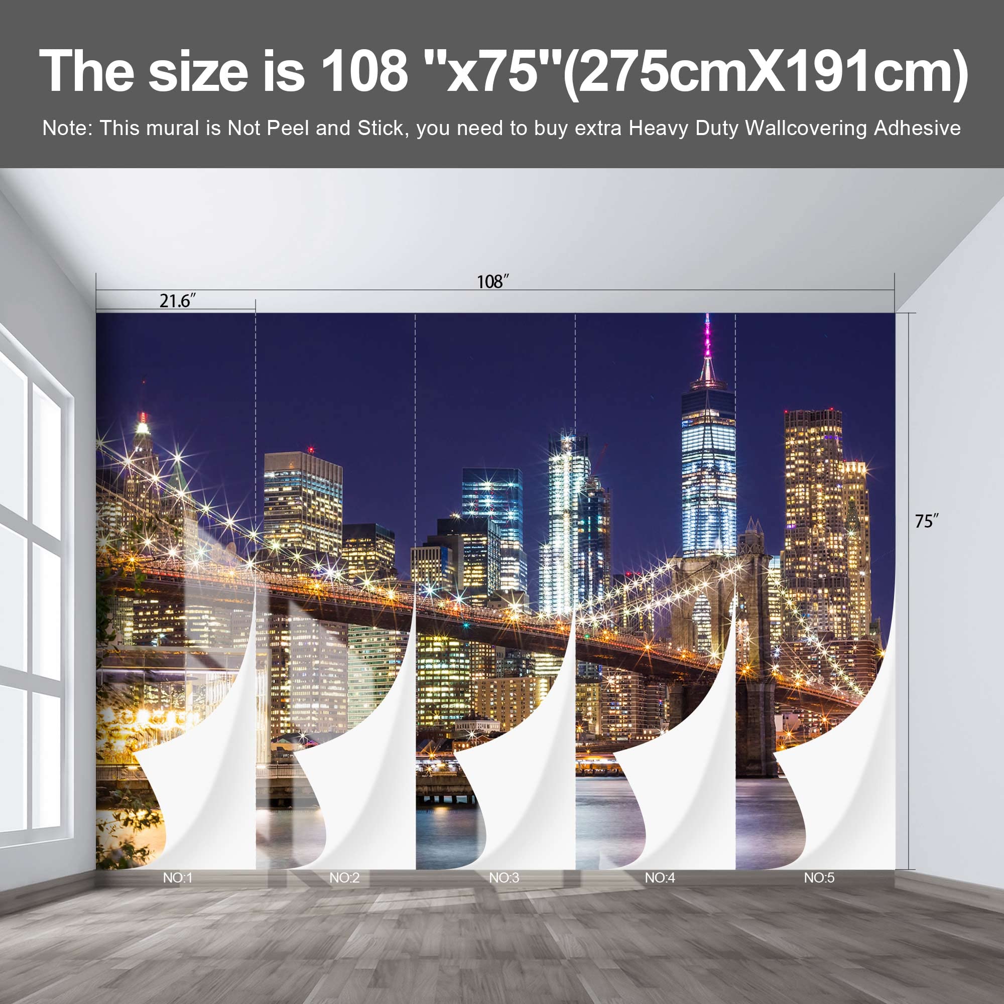 Brooklyn Bridge City View Mural - Extra Large 108