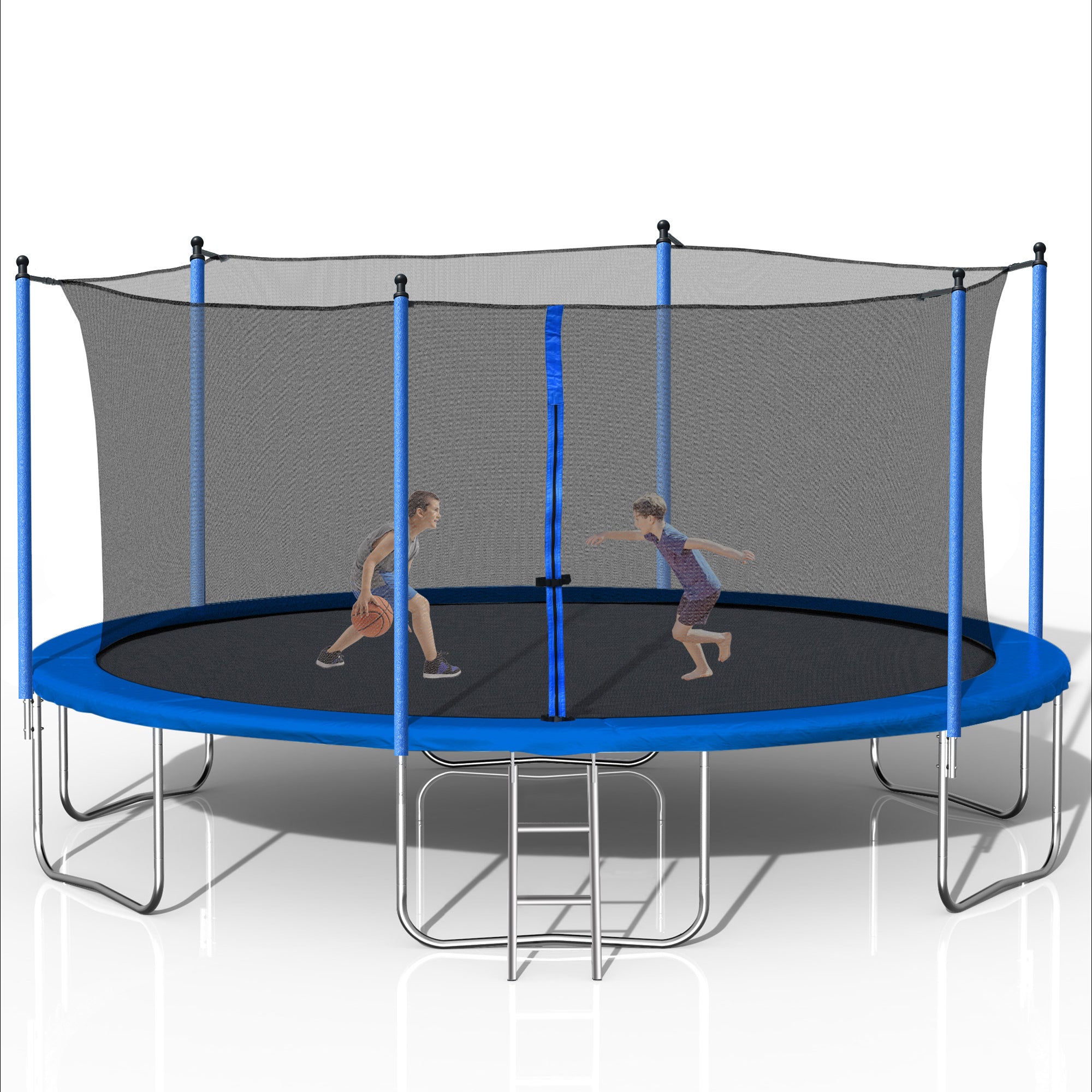 14FT Trampoline with Safety Enclosure Net - Heavy Duty Jumping Mat & Spring Padding for Kids & Adults - Outdoor Backyard Fun for Family Exercise & Recreation - Includes Ladder