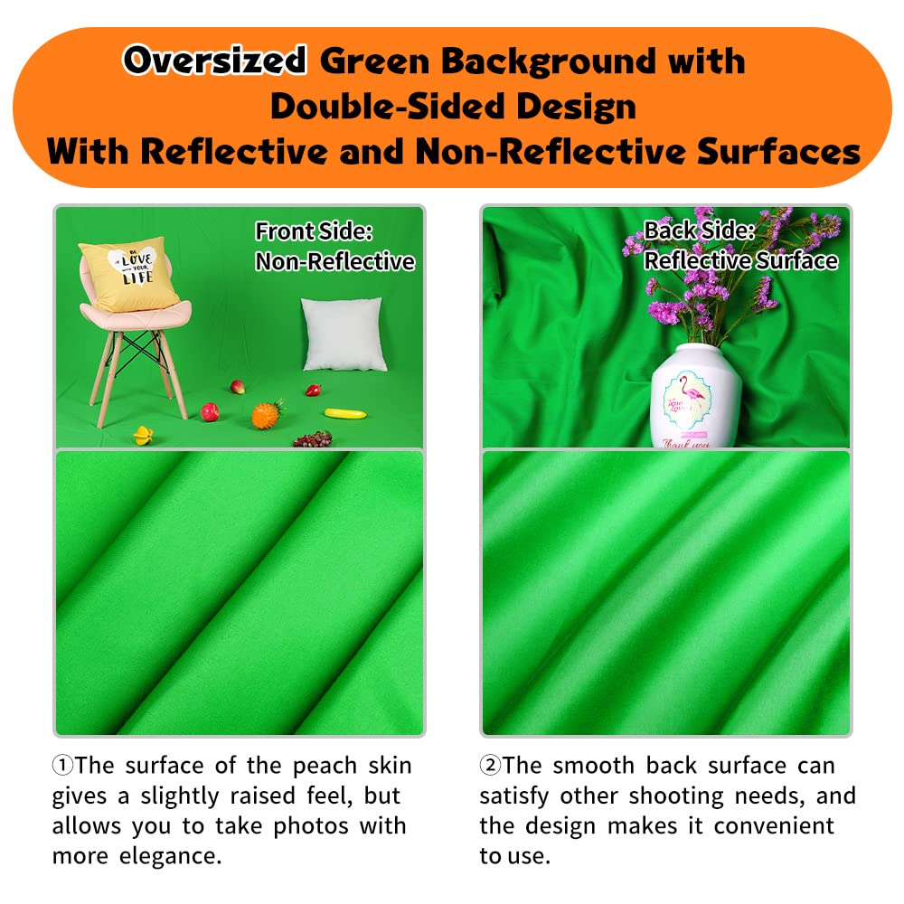 10x20 FT Chroma Key Green Screen Backdrop for Photography & Video Streaming - Large Seamless Fabric Studio Curtain - Perfect for YouTube, Twitch, Zoom Backgrounds & Professional Video Recording