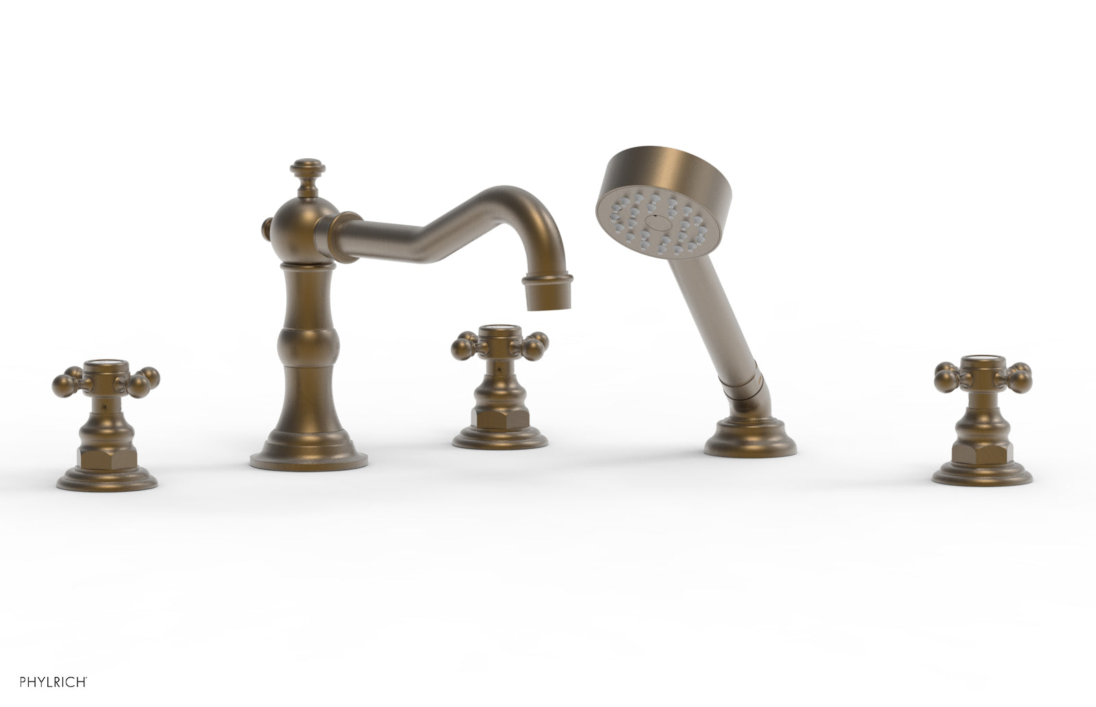 HENRI Deck Mount Tub Set with Hand Shower and Cross Handles - 161 48 - Perfect for Modern Bathroom Renovations and Spa-Like Showower Experience