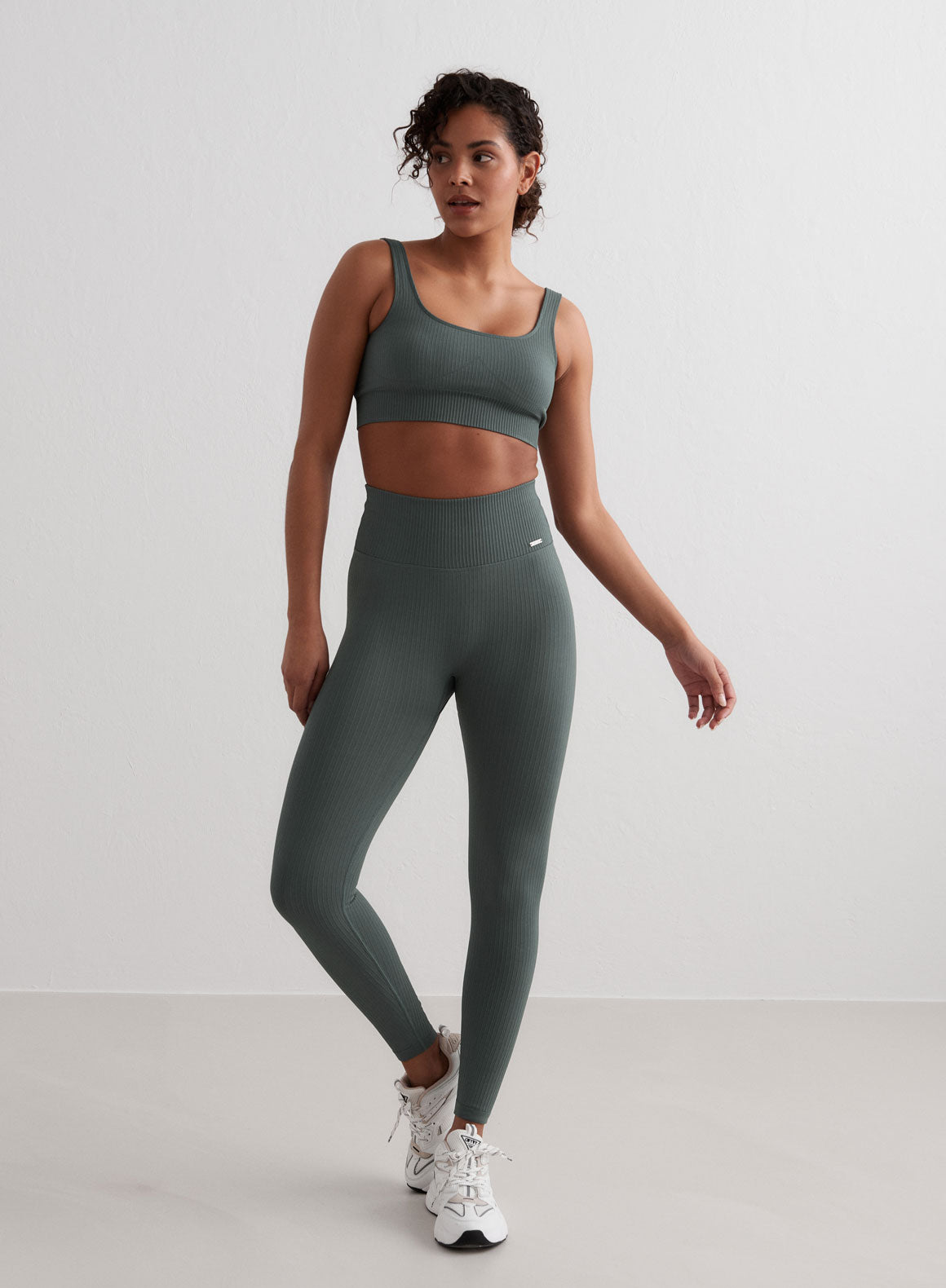 Sage Ribbed Seamless Tights for Women - High Waist Yoga Pants, Workout Leggings & Everyday Comfort - Perfect for Gym, Running, Lounge & Casual Wear