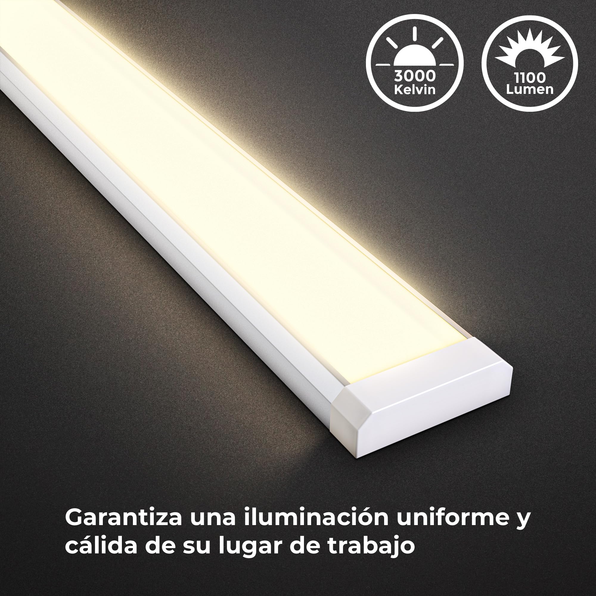 B.K.Licht - 10W Eco-Friendly LED Strip Light, Warm White 3000K, 1100lm, Under Cabinet Lighting for Kitchen, Adhesive LED Light Bar, Closet Lighting, Dimmable LED Tape - Perfect for Kitchen Countertops, Wardrobes & Shelves (White-Silver)