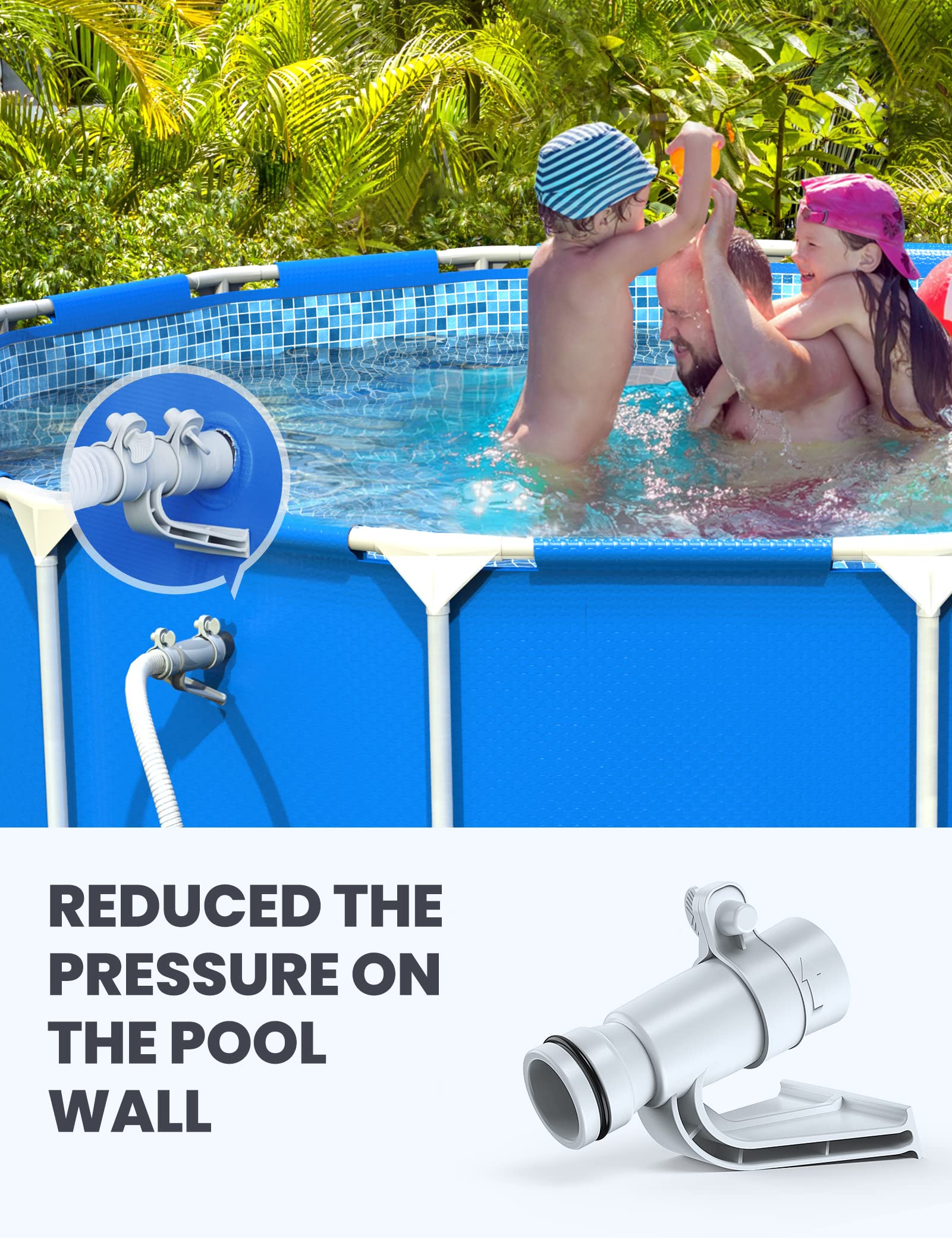 2-Pack 1/4 Inch Pool Hose Support Brackets with Clamp Mount - Heavy Duty Water Pipe Holder for Above Ground Swimming Pools | Perfect for Securing Hoses and Preventing Kinks During Pool Maintenance