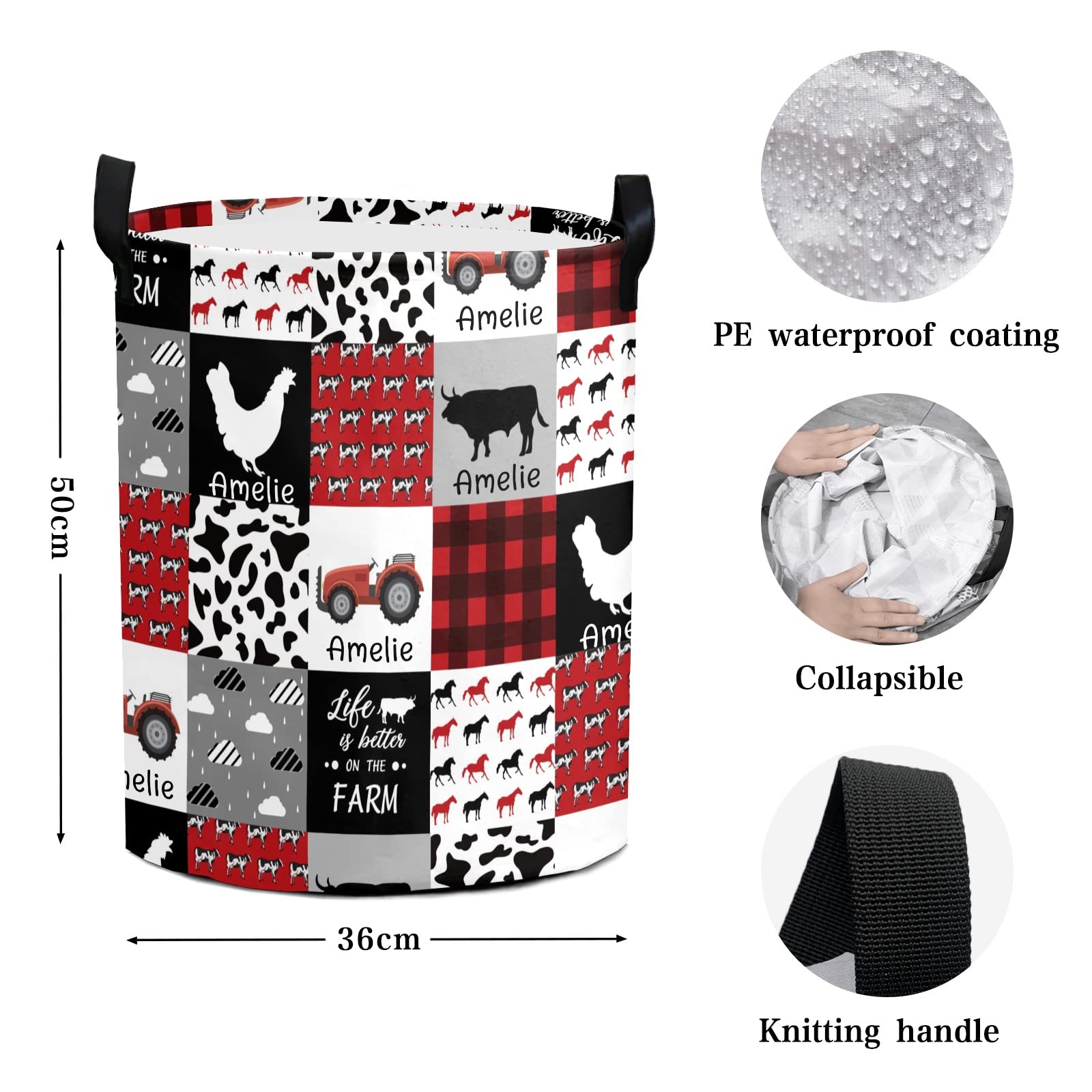 Farm Animal Car Patchwork Storage Bin - Waterproof Oxford Fabric Laundry Hamper, Toy Organizer & Nursery Clothes Basket for Baby Room, Bedroom & Gift Storage | Perfect for Kids' Toys, Baby Essentials & Home Organization