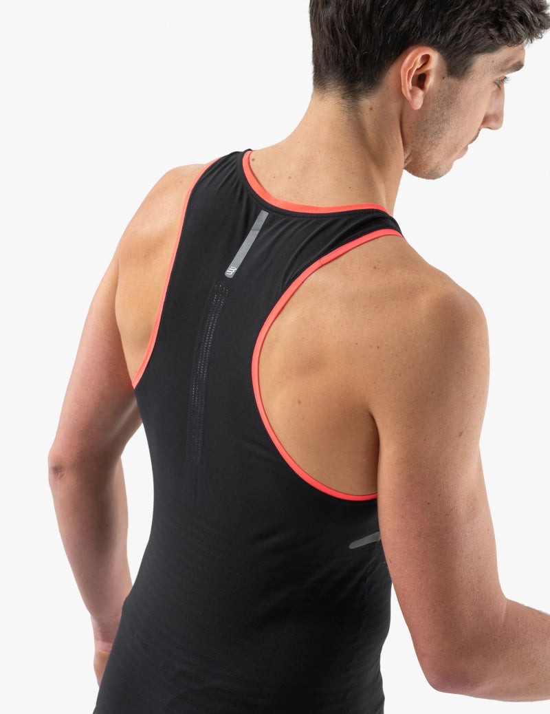 Compressport Men's Pro Racing Singlet - Lightweight Breathable Running Top for Marathon & Triathlon - Black