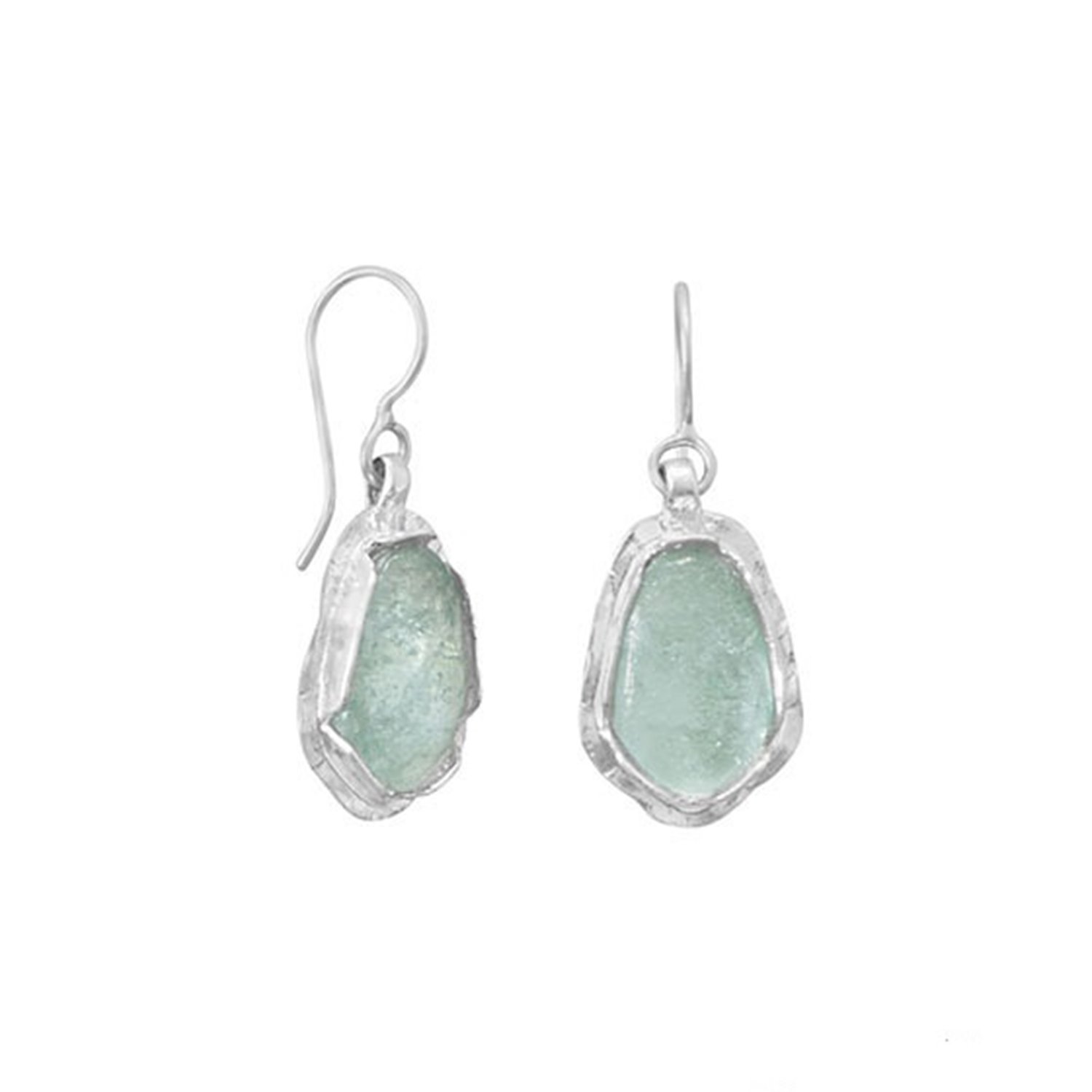 Handmade Ancient Roman Glass Earrings with Textured Edge - Authentic Israeli Jewelry for Women, Vintage Style Dangle Earrings - Perfect for Weddings, Parties & Special Occasions