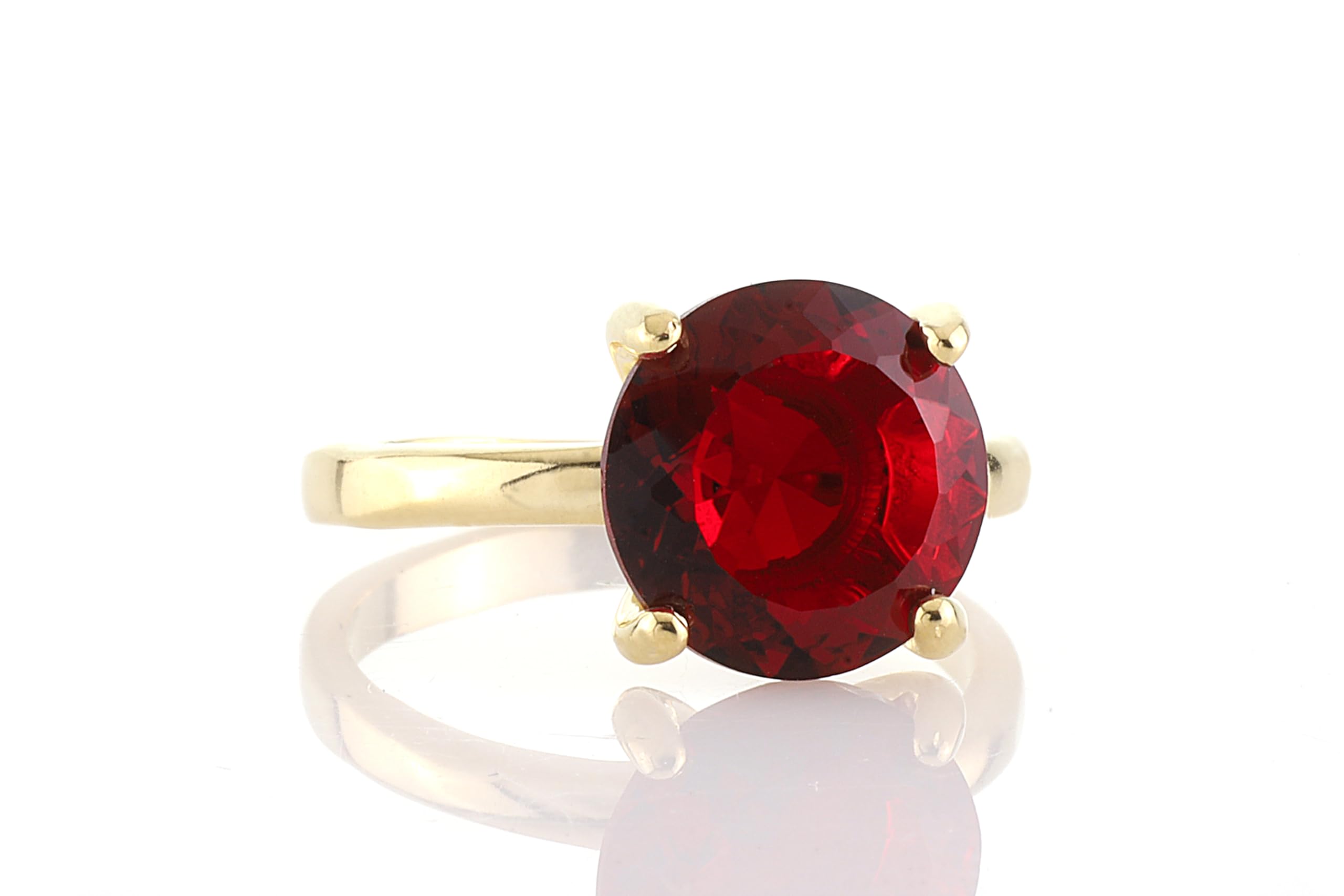 18K Garnet Ring - January Birthstone Gold Prong Jewelry - Gemstone Stacking Band - Elegant Cocktail or Engagement Ring - Perfect for Birthdays, Anniversaries & Special Occasions