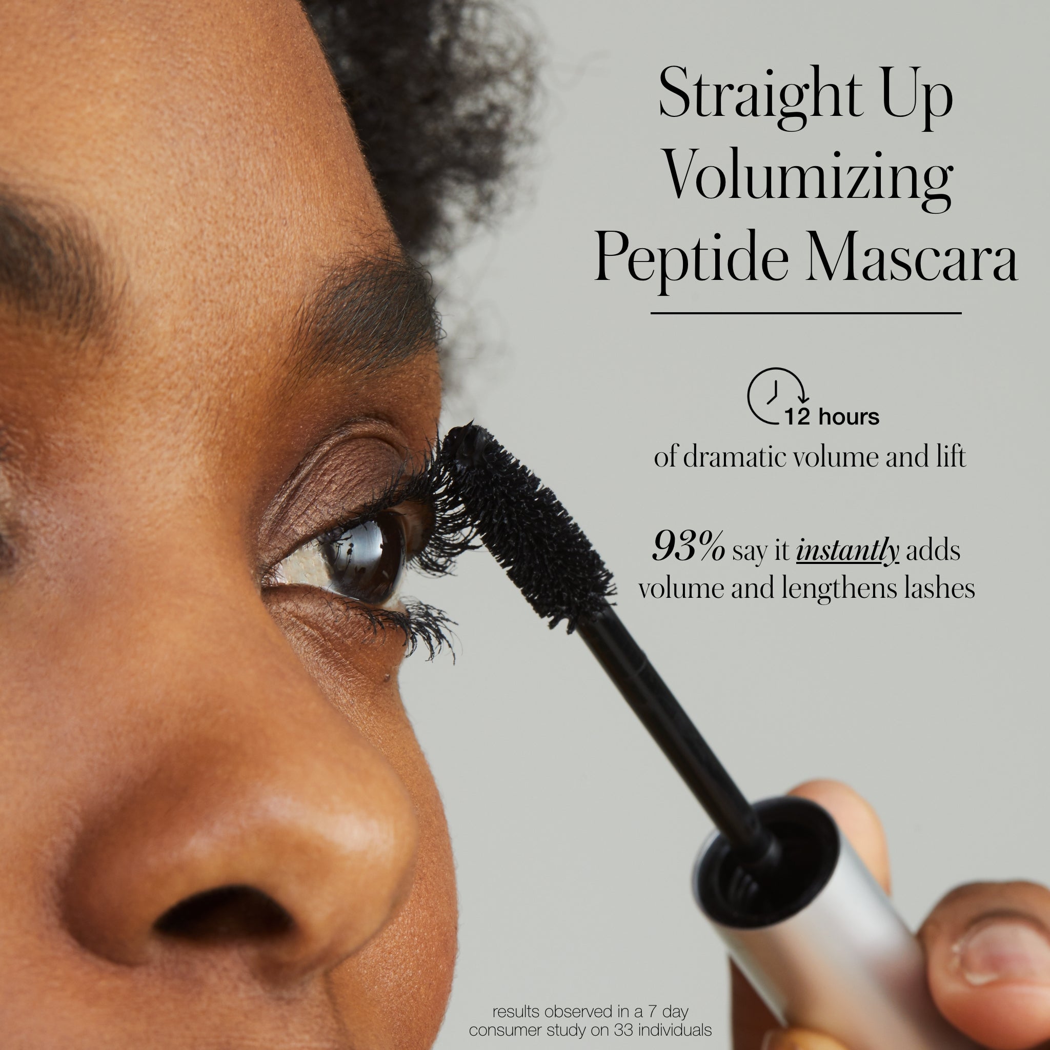 Straight Up™ Volumizing Peptide Mascara for Long Lashes - Waterproof & Smudge-Proof for Day & Night Wear - Perfect for Everyday Makeup & Special Occasions