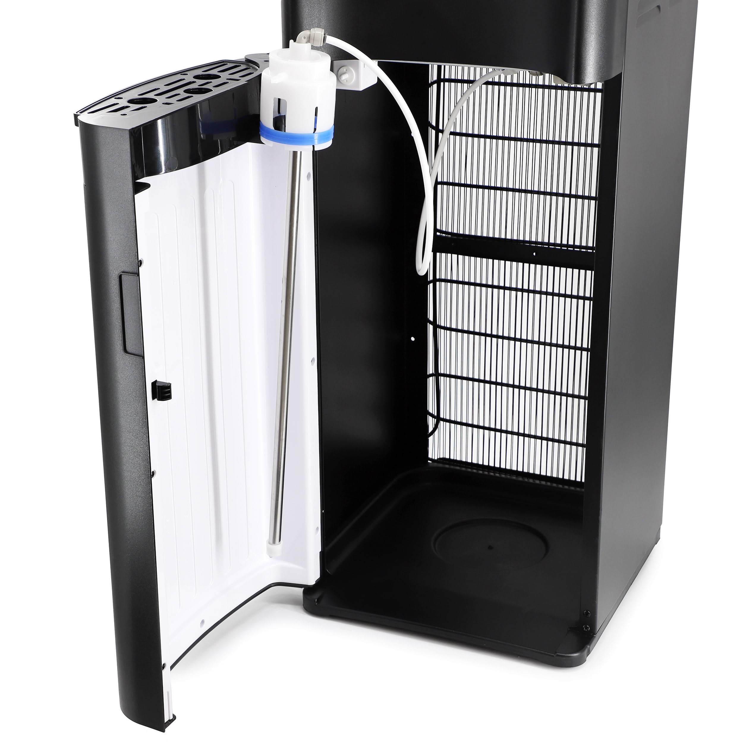 MegaChef Bottom Load Water Dispenser - 3/5 Gallon Black Water Cooler for Home & Office | Hot & Cold Water Dispenser for Kitchen, Break Room, or Dorm