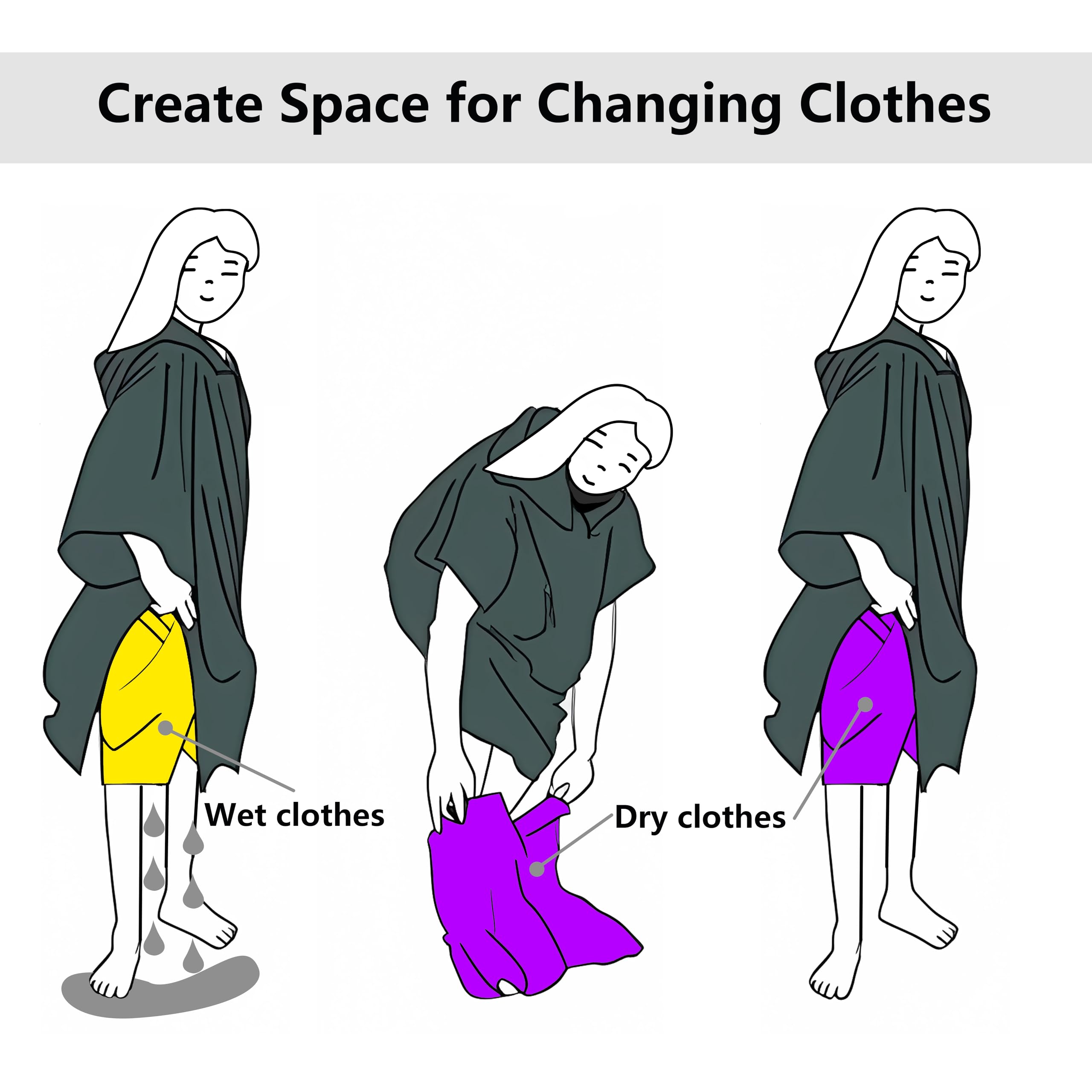 Quick Dry Surf Poncho - Microfiber Changing Towel Robe Hoodie for Men & Women | Swimming, Beach, Surfing, Diving, Hot Springs & Home Use