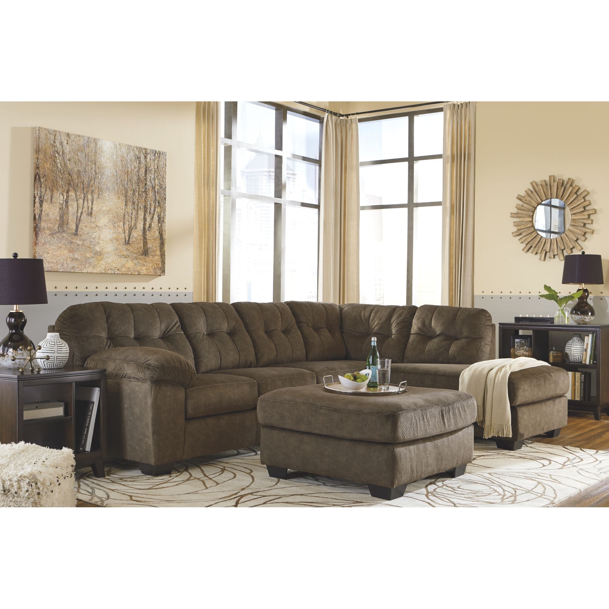 Accrington Oversized Accent Ottoman in Earth Tone - Perfect for Living Room, Bedroom & Home Decor