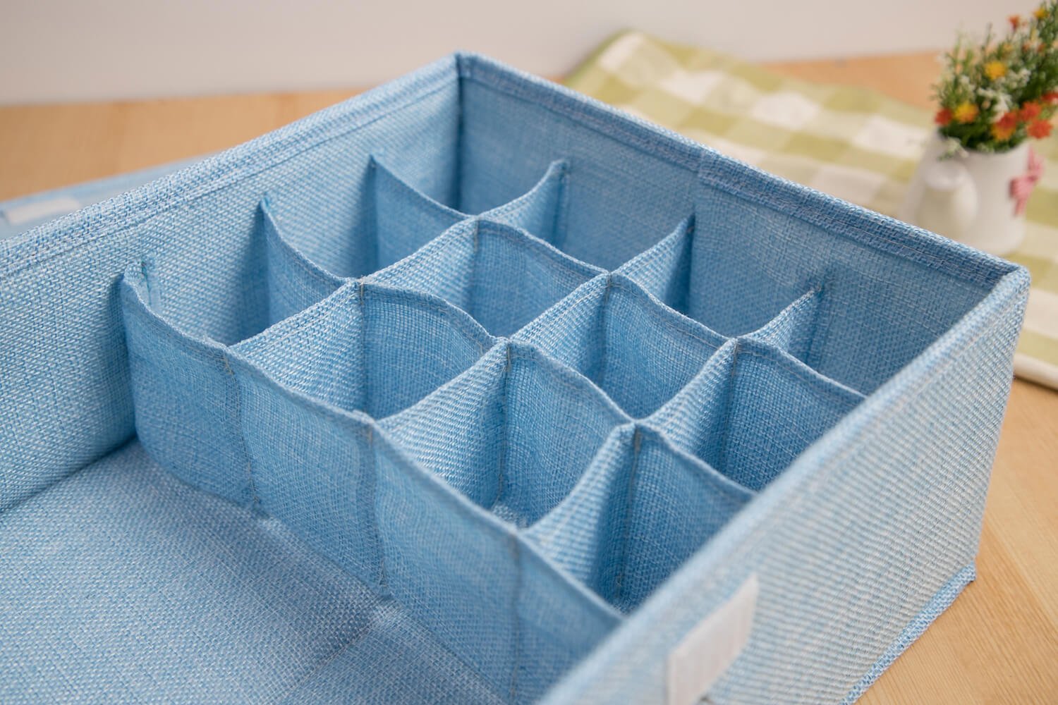 ALYER Collapsible Drawer Organizer with Lid - Foldable Underwear Storage Box for Socks, Panties, Bras & Ties | Sturdy Closet Organizer for Bedroom & Dresser (Blue) - Perfect for Home & Office Organization